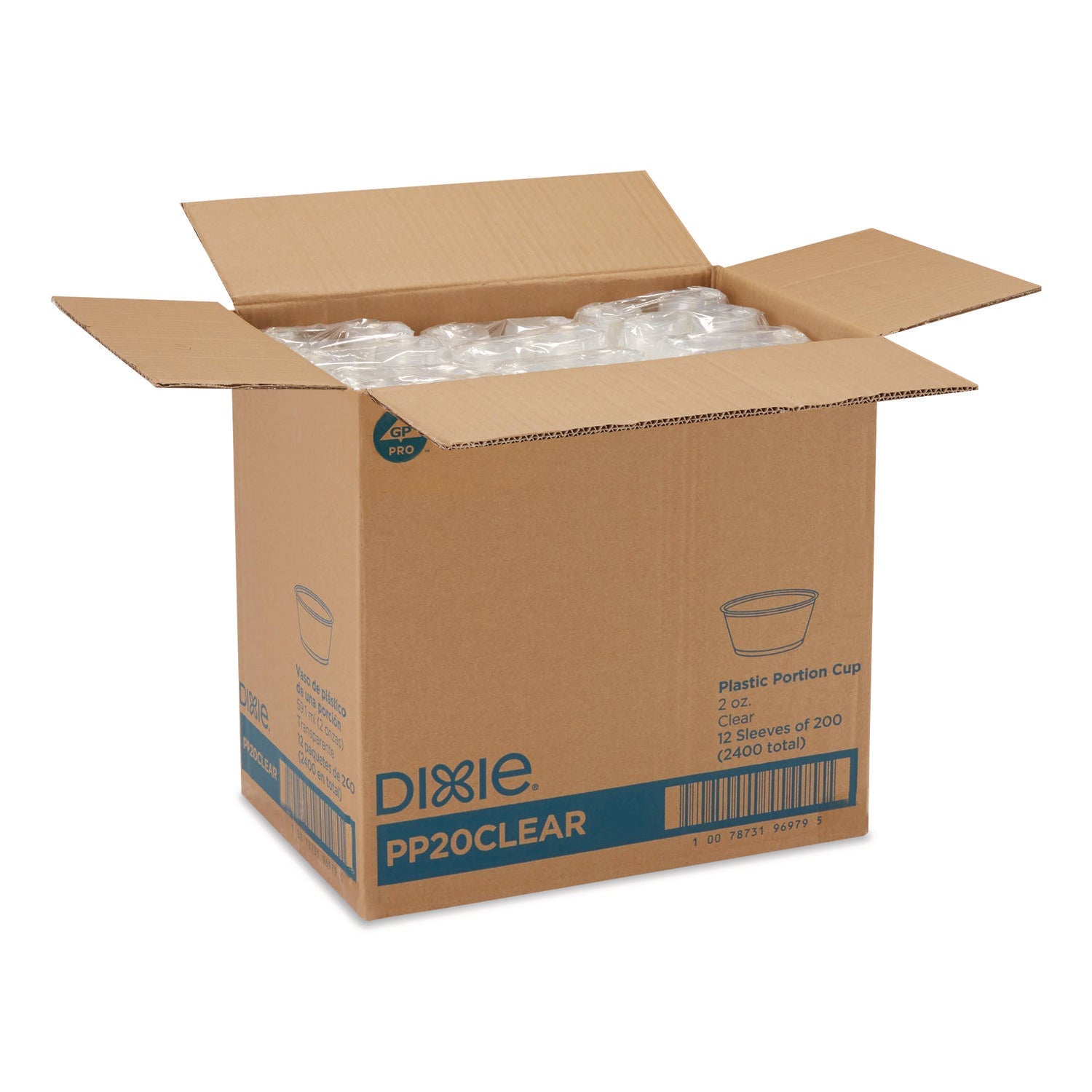 Dixie® Plastic Souffle/Portion Cups, 2 oz, Clear, 200/Sleeve, 12 Sleeves/Carton