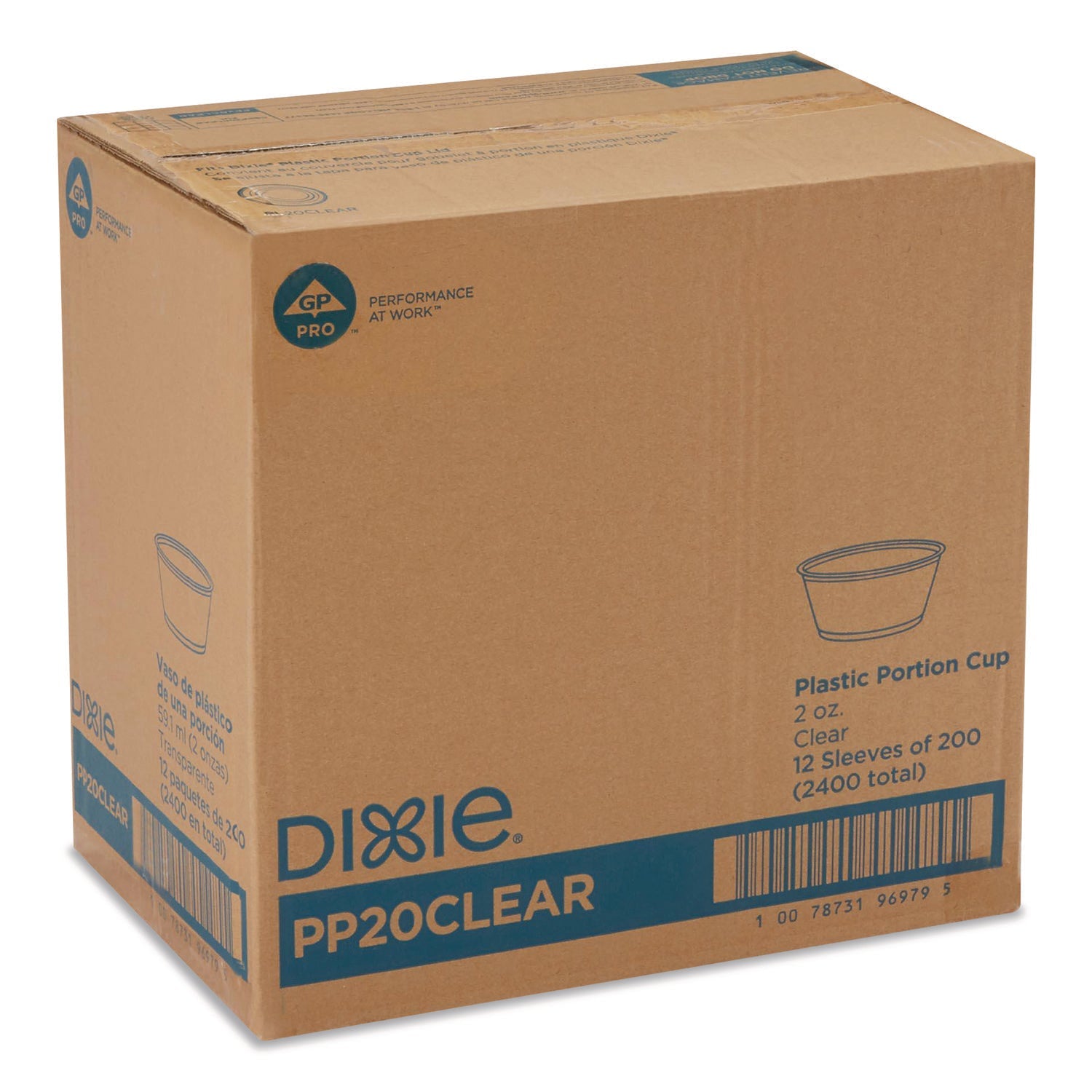 Dixie® Plastic Souffle/Portion Cups, 2 oz, Clear, 200/Sleeve, 12 Sleeves/Carton