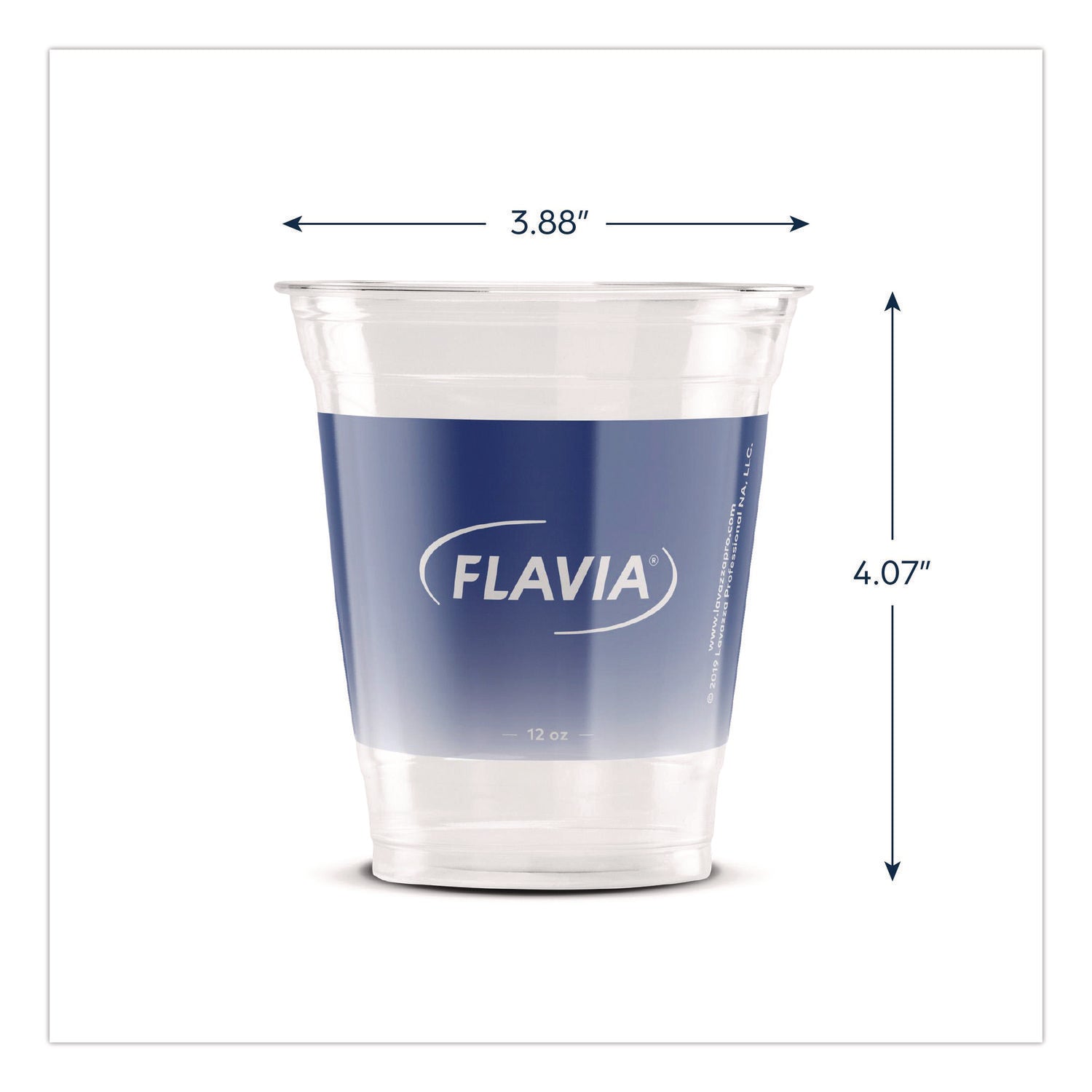 FLAVIA® Cold Cups 12 oz, Blue Band Flavia Logo, Clear/Blue, 900/Carton