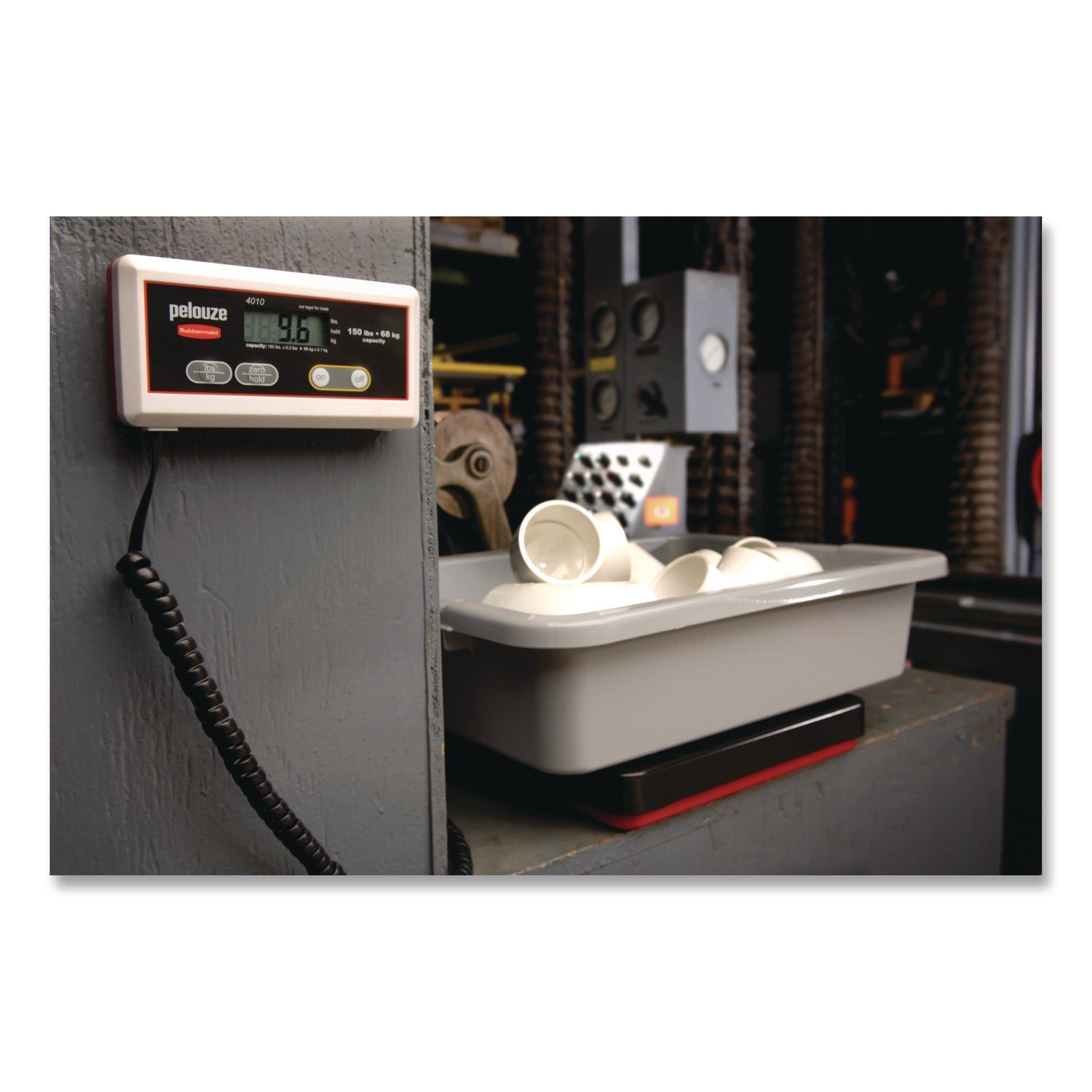 Rubbermaid® Commercial Digital Receiving Scale, 150 lb Capacity, Black/Red - Bloom Skins