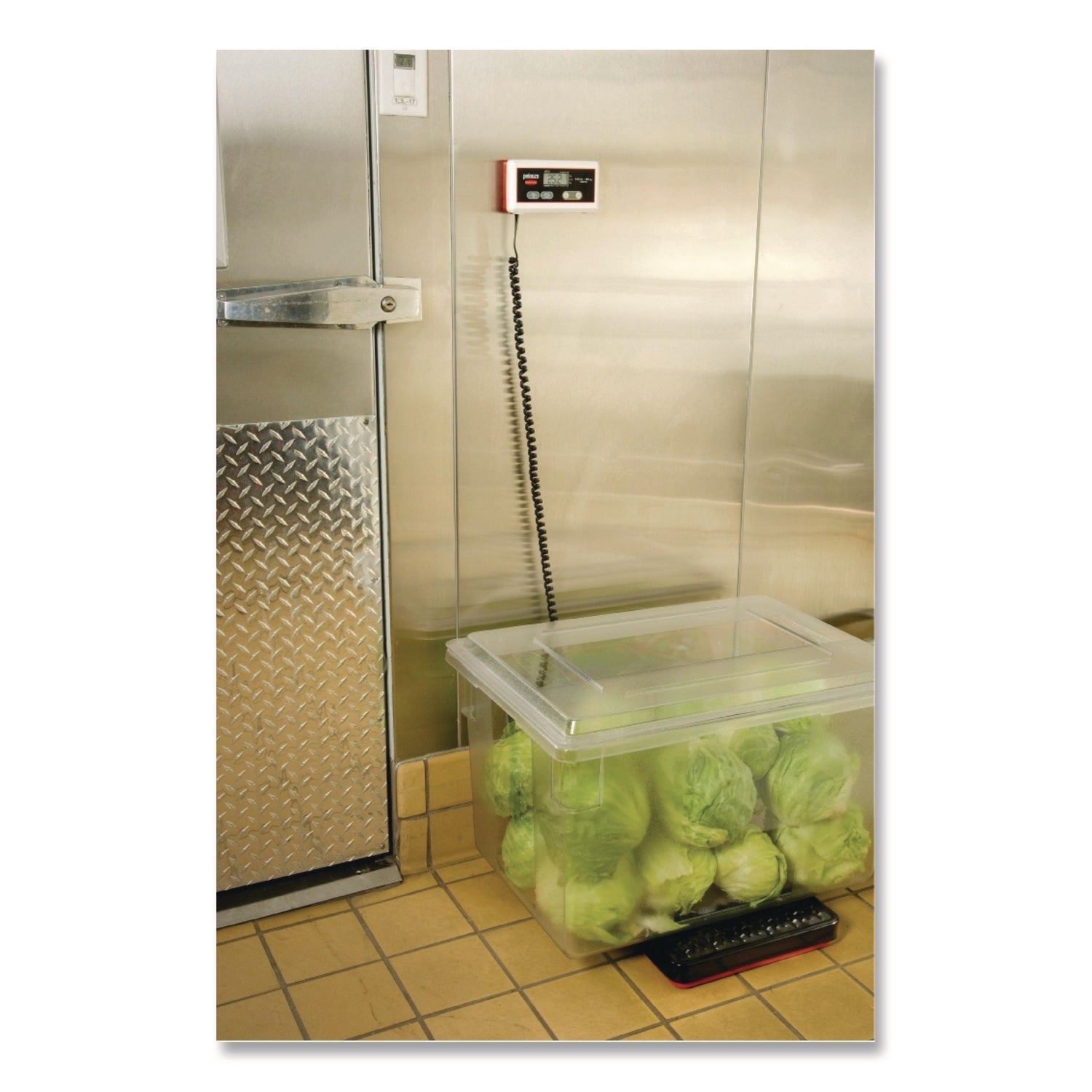 Rubbermaid® Commercial Digital Receiving Scale, 150 lb Capacity, Black/Red - Bloom Skins