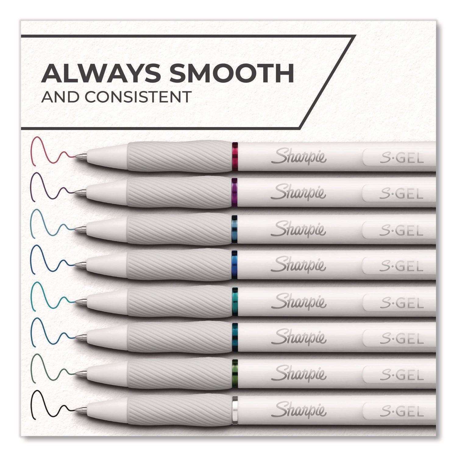 Sharpie® S-Gel™ S-Gel Fashion Barrel Gel Pen, Retractable, Medium 0.7 mm, Assorted Ink, White Barrel, 8/Pack - Bloom Skins