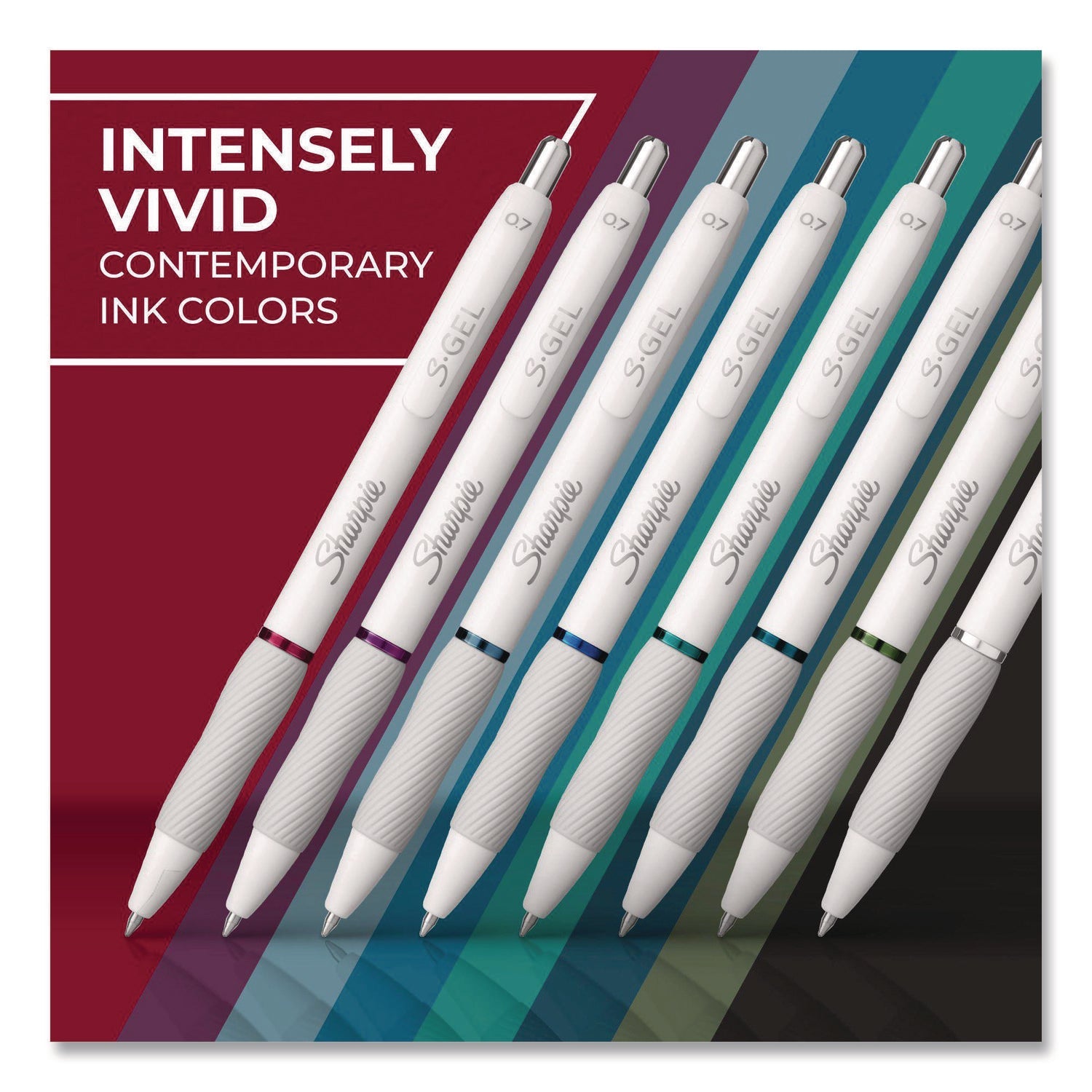 Sharpie® S-Gel™ S-Gel Fashion Barrel Gel Pen, Retractable, Medium 0.7 mm, Assorted Ink, White Barrel, 8/Pack - Bloom Skins