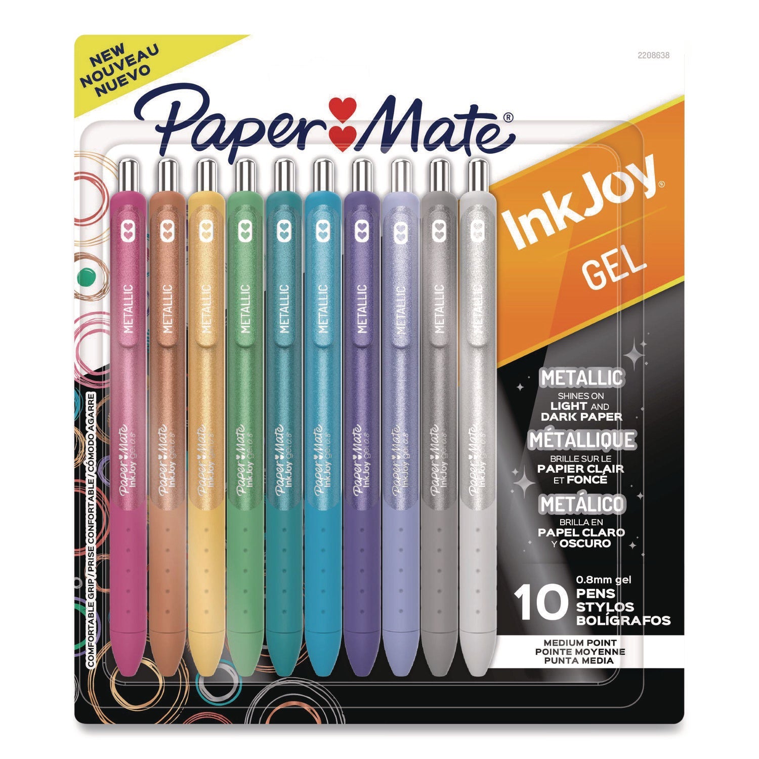 Paper Mate® InkJoy Metallic Gel Pen, Retractable, Medium 0.8 mm, Assorted Ink, Assorted Barrel, 10/Pack - Bloom Skins