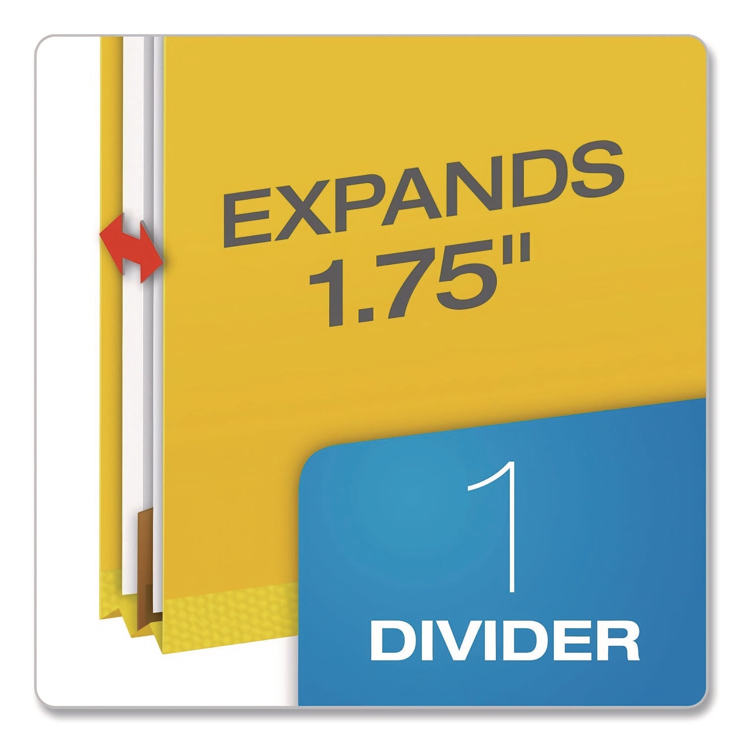Pendaflex® Reinforced Pressboard Classification Folders, 1.75" Expansion, 1 Divider, 4 Fasteners, Letter Size, Yellow Exterior, 10/Box