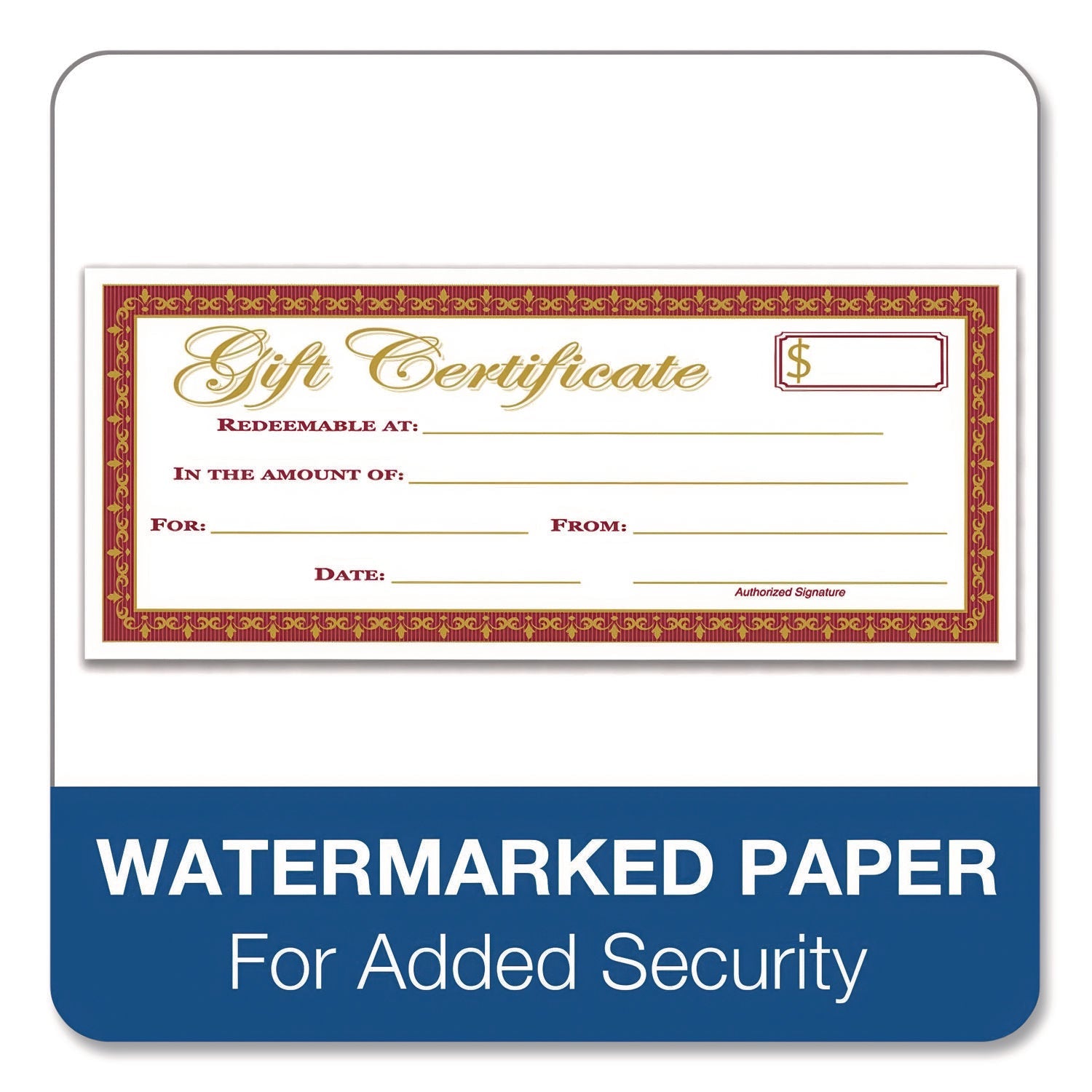 TOPS™ Gift Certificate with Stub Book, 7.81 x 3.25, Cream, 25 Certificates