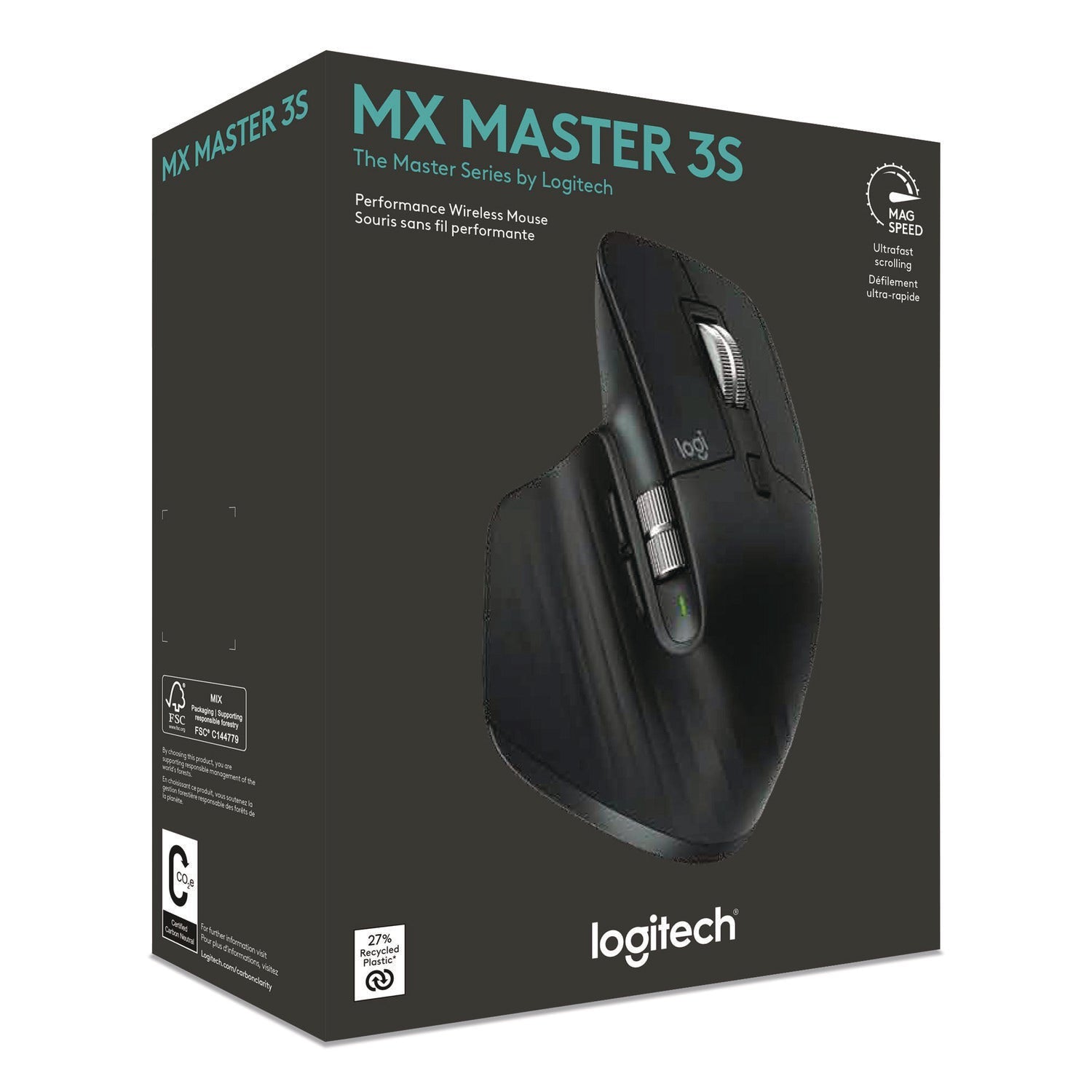 Logitech® MX Master 3S for Business Wireless Mouse, 33 ft Wireless Range, Right, Black