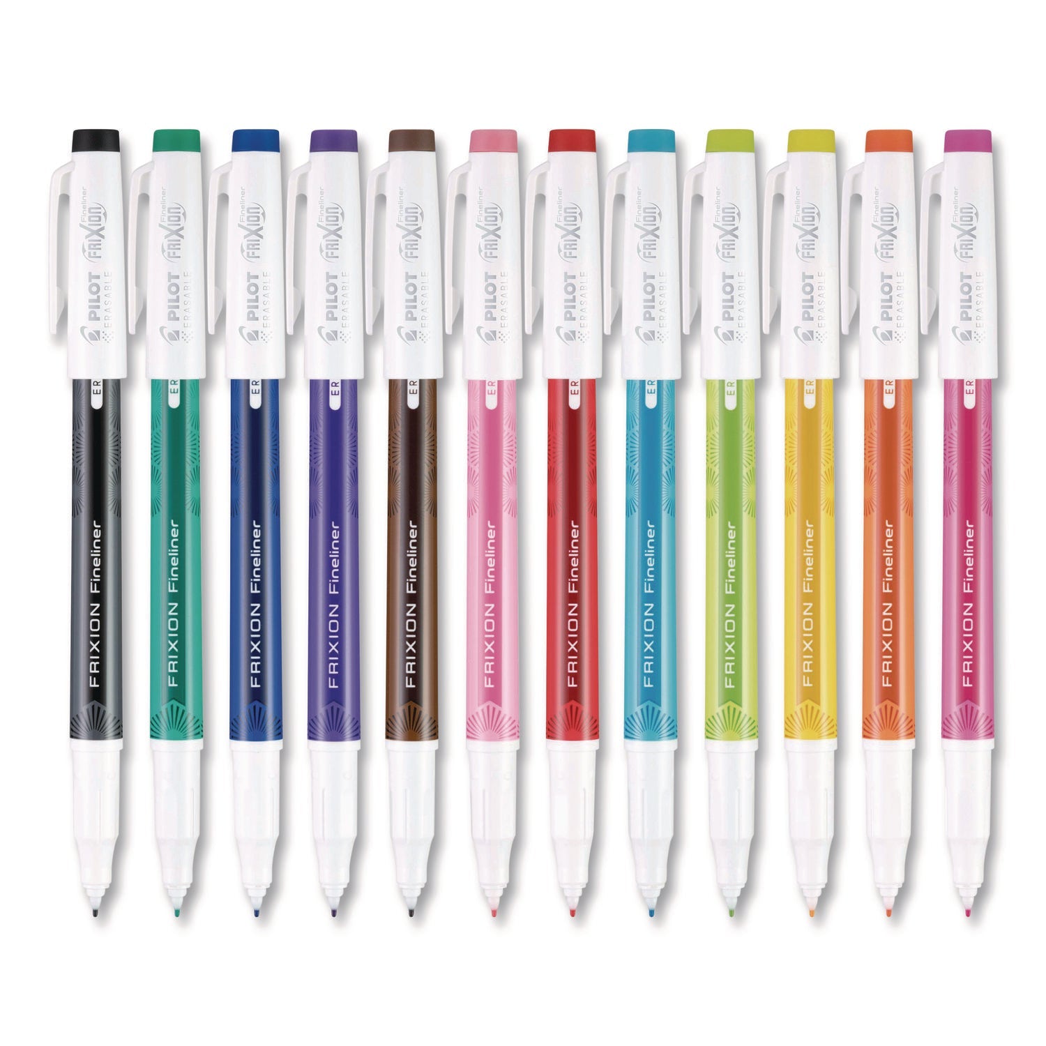 Pilot® FriXion Fineliner Erasable Porous Point Pen, Stick, Fine 0.7 mm, Assorted Ink, Assorted Barrel, 12/Pack