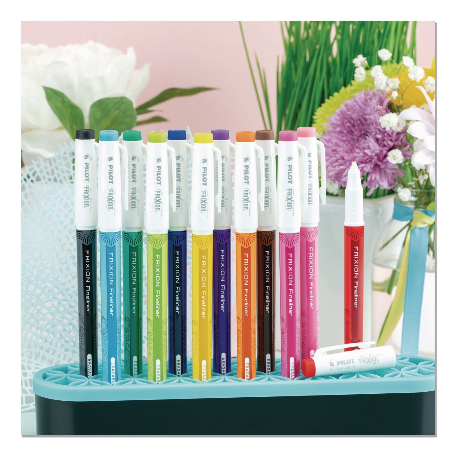 Pilot® FriXion Fineliner Erasable Porous Point Pen, Stick, Fine 0.7 mm, Assorted Ink, Assorted Barrel, 12/Pack