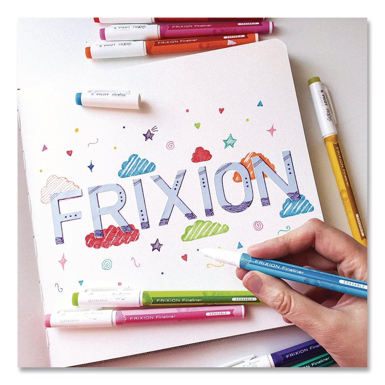 Pilot® FriXion Fineliner Erasable Porous Point Pen, Stick, Fine 0.7 mm, Assorted Ink, Assorted Barrel, 12/Pack