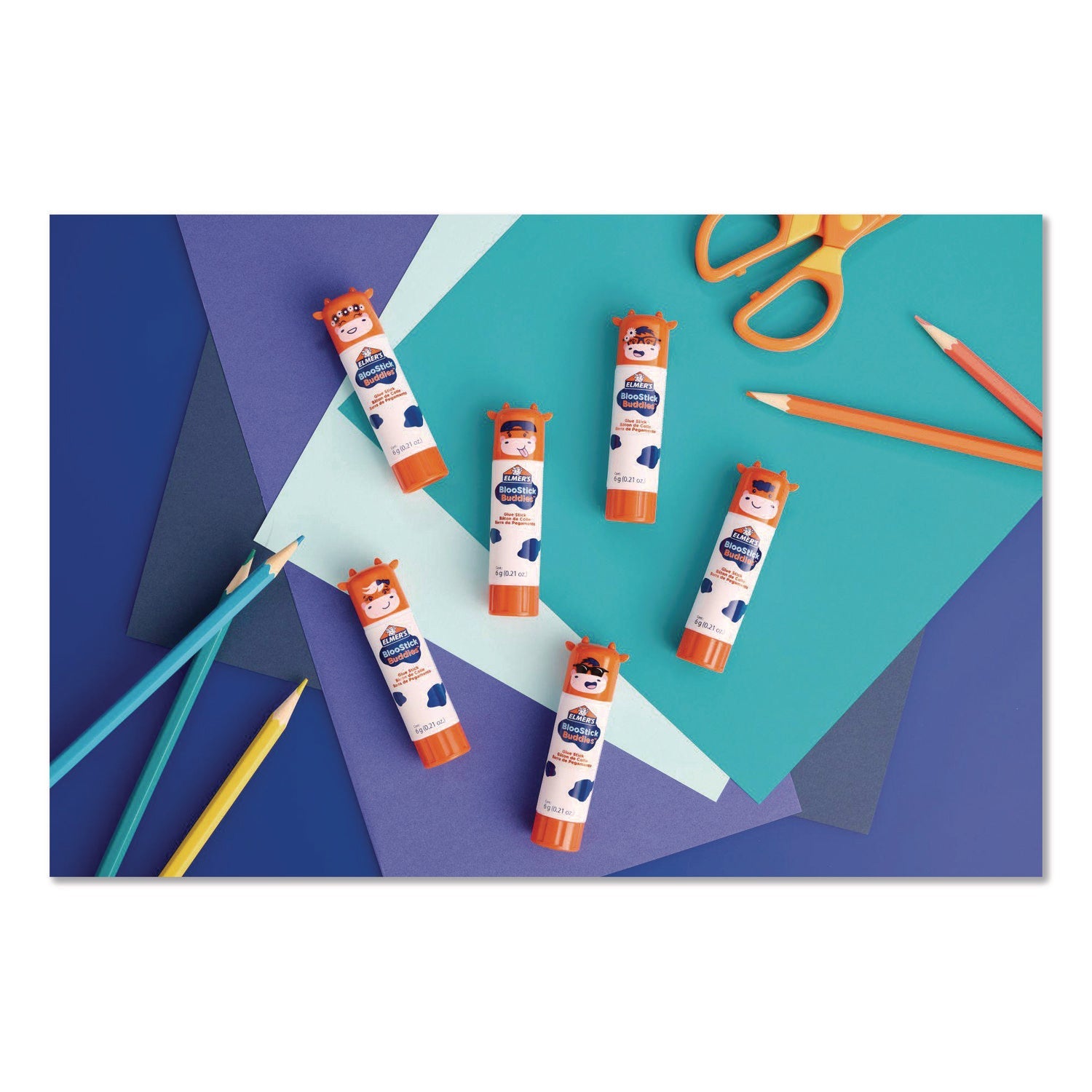 Elmer's® BlooStick Buddies and Disappearing Purple Glue Stick Combo Pack, 0.21 oz, Dries Clear, 12/Pack - Bloom Skins