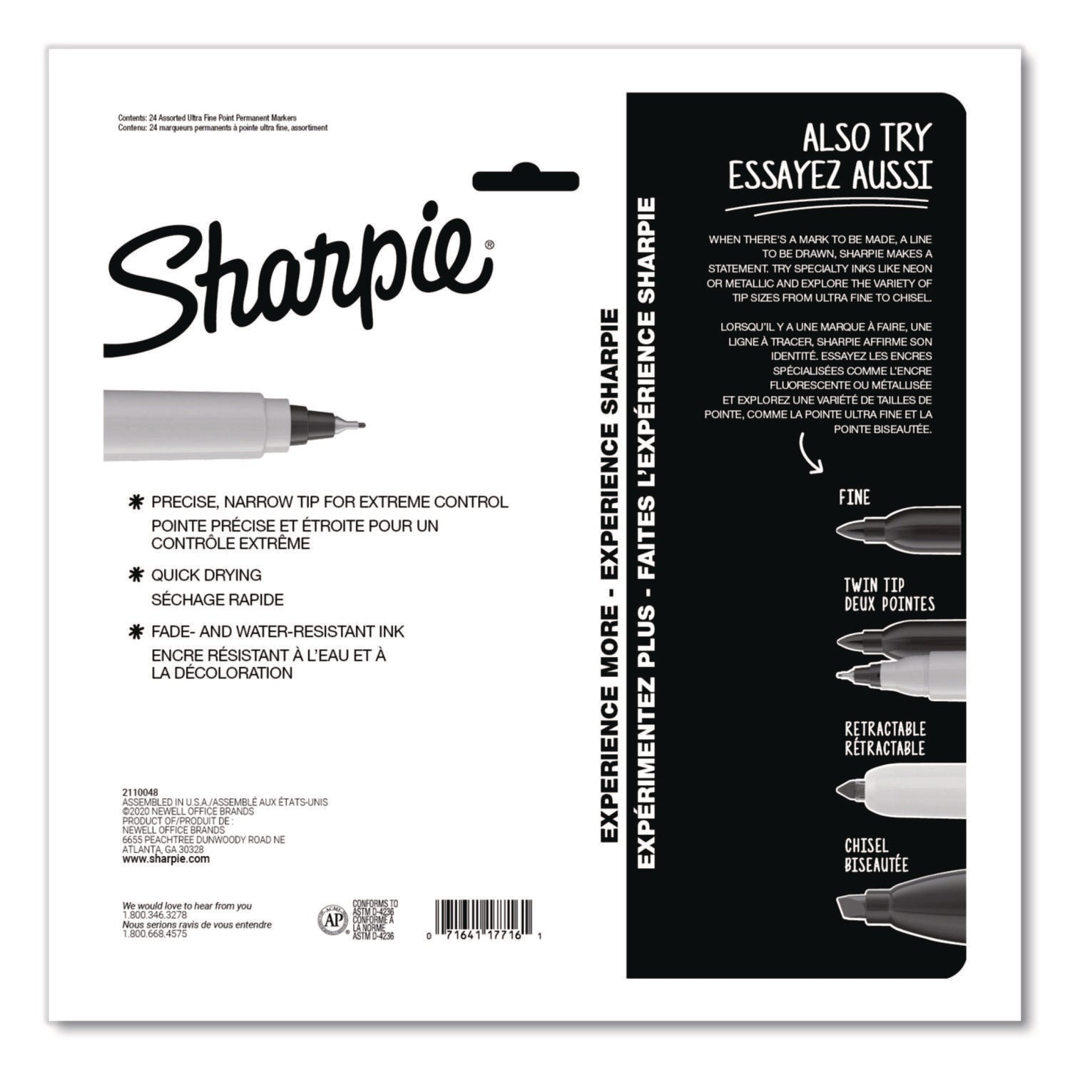 Sharpie® Ultra Fine Tip Permanent Marker, Ultra Fine Needle Tip, Assorted Colors, 24/Pack - Bloom Skins