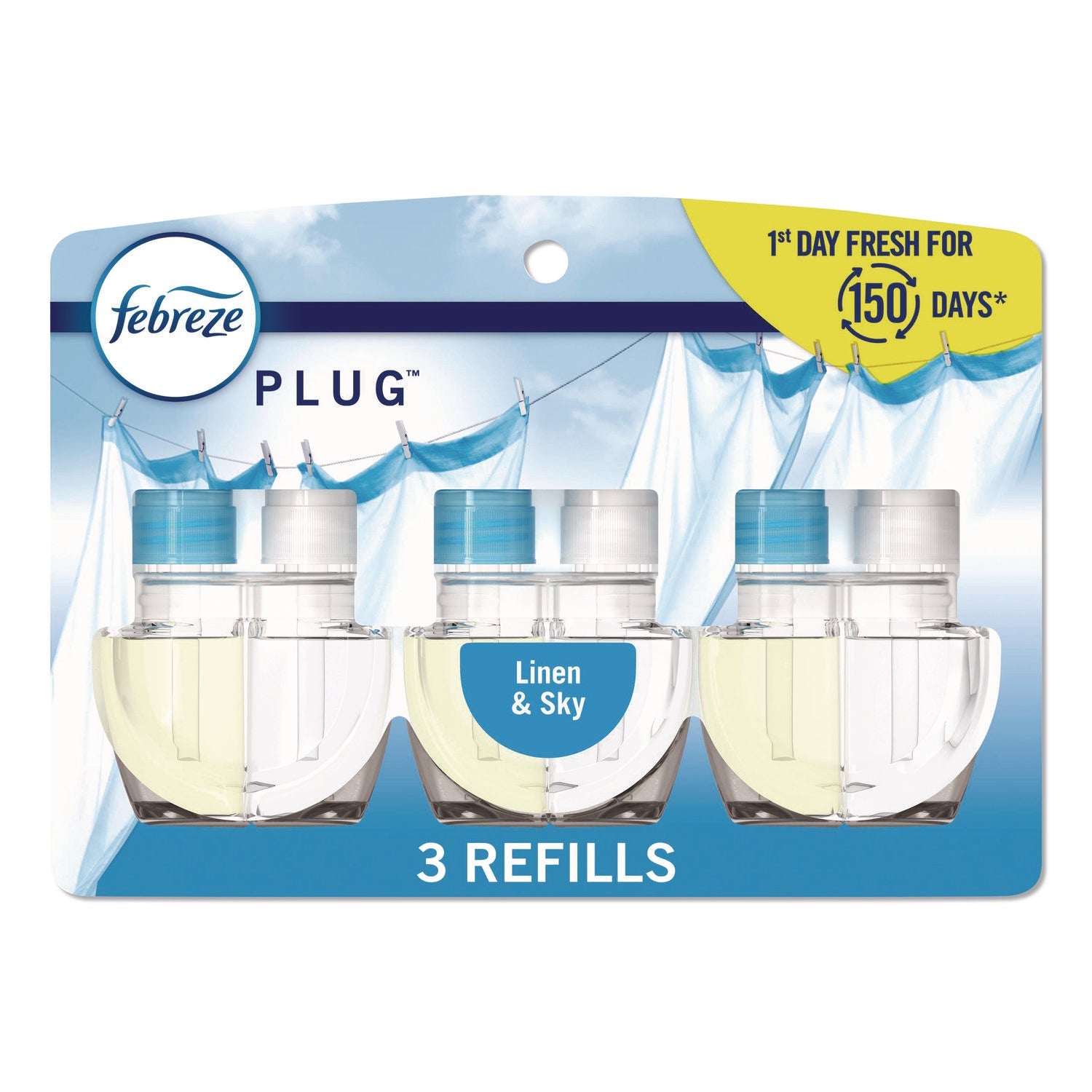 Febreze® PLUG Air Freshener Refills, Linen and Sky, 2.63 oz, 3/Pack, 6 Packs/Carton