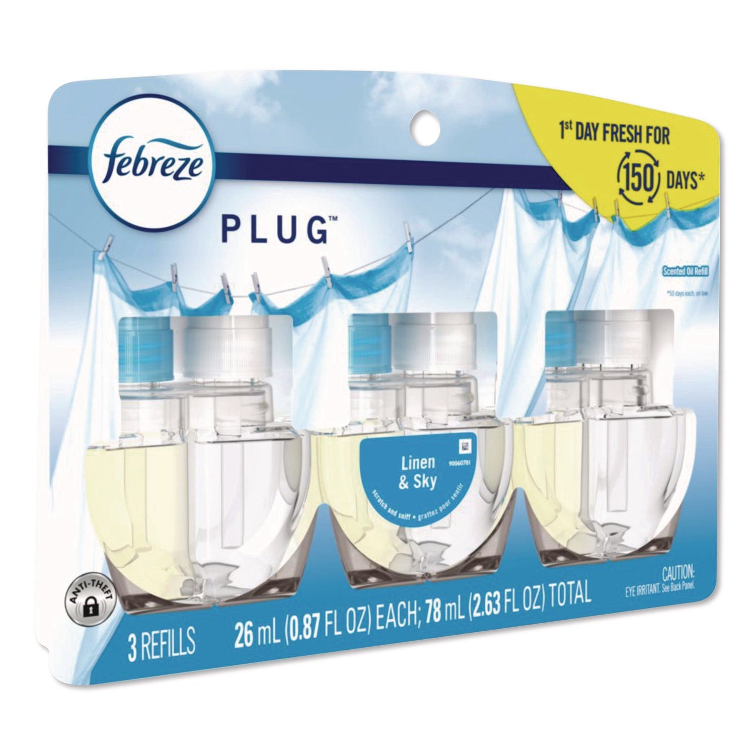 Febreze® PLUG Air Freshener Refills, Linen and Sky, 2.63 oz, 3/Pack, 6 Packs/Carton