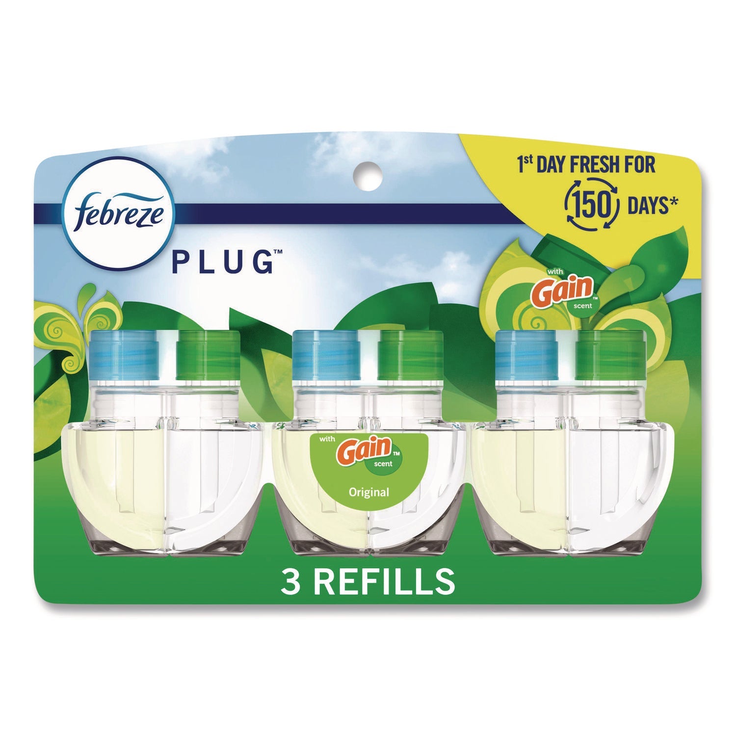 Febreze® PLUG Air Freshener Refills, Gain Scent, 2.63 oz, 3/Pack, 6 Packs/Carton