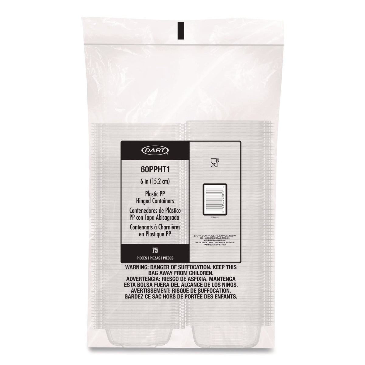 Dart® Microwaveable Hinged Containers, 6.31 x 6.31 x 3, Clear, Plastic, 300/Carton - Bloom Skins