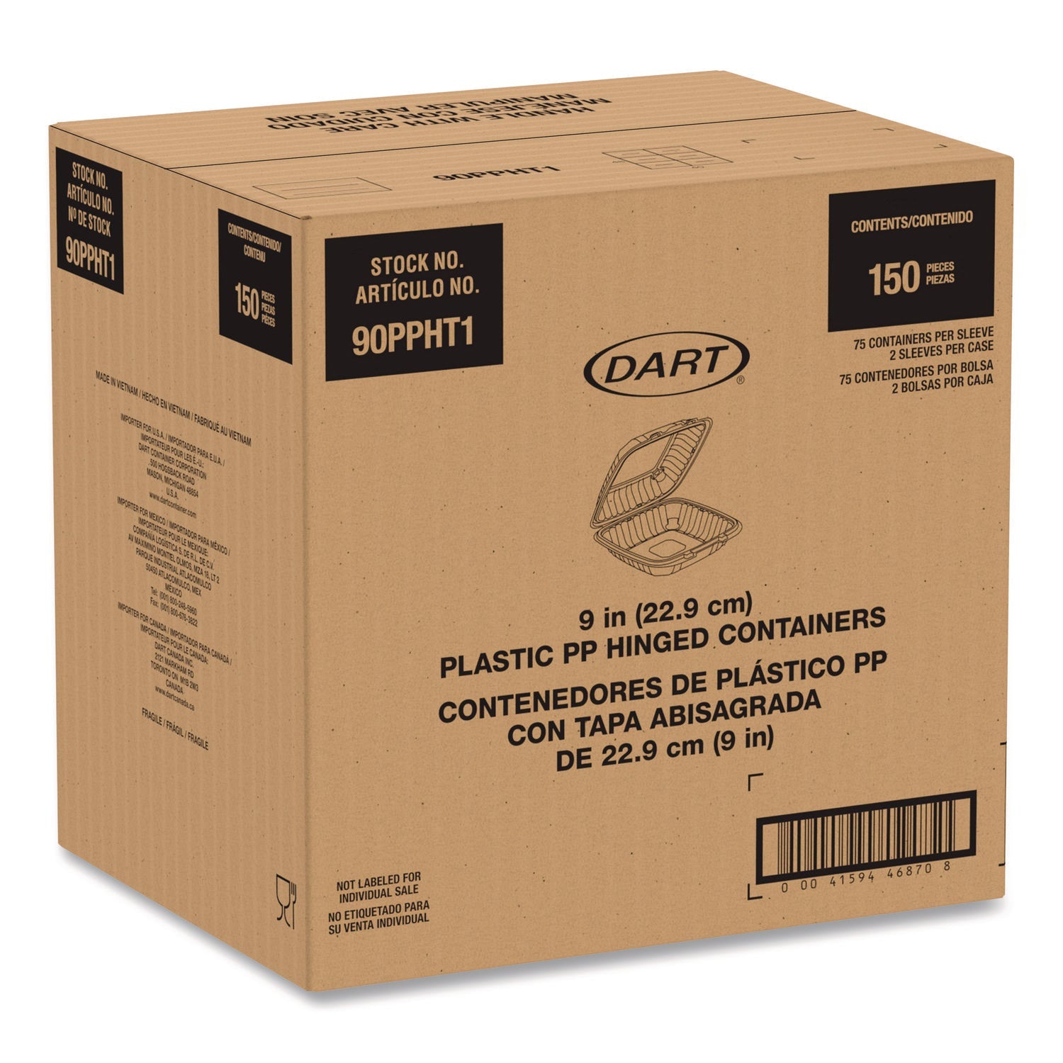 Dart® Microwaveable Hinged Containers, 9 x 8.75 x 3, Clear, Plastic 150/Carton - Bloom Skins