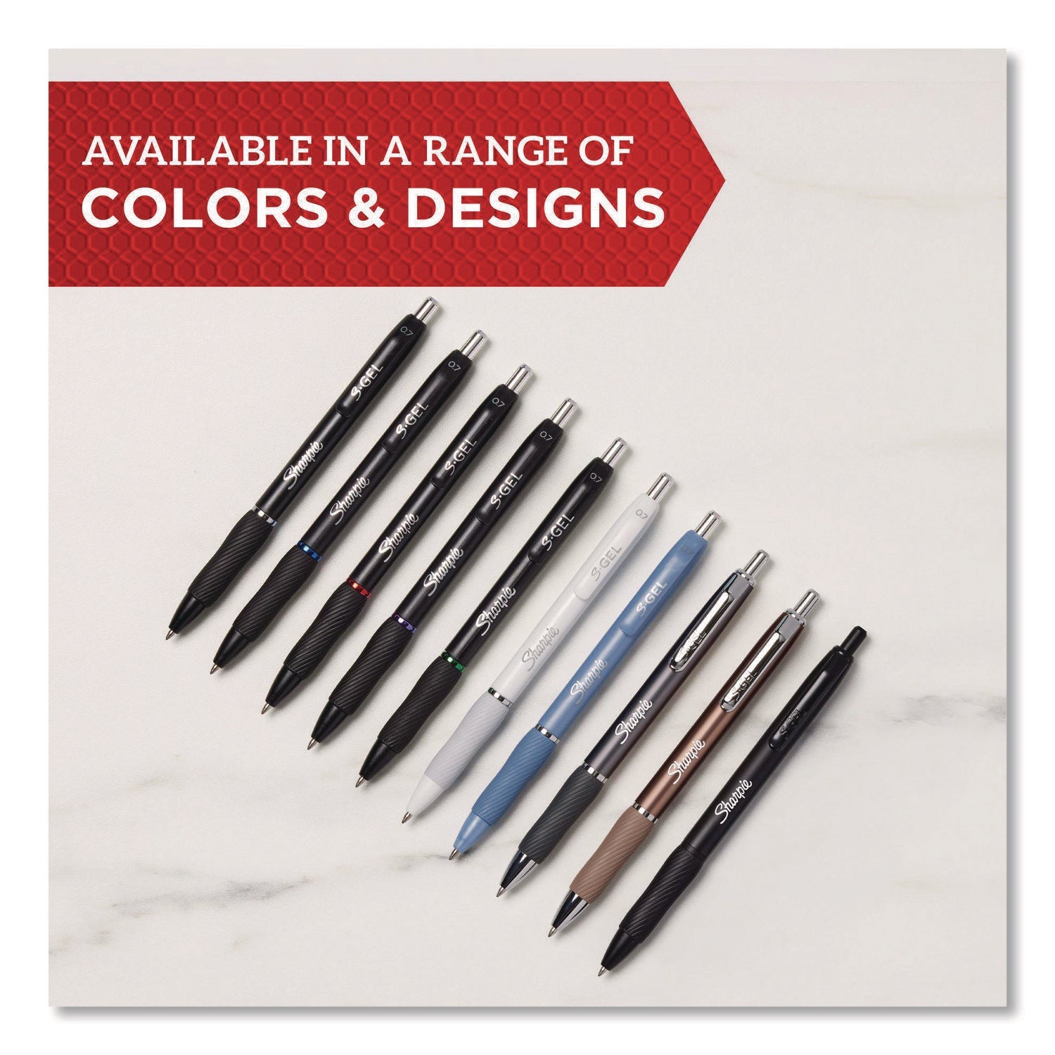 Sharpie® S-Gel™ Sharpie S-Gel Gel Pen, Retractable, Medium 0.7 mm, Blue Ink, Black Barrel, 36/Pack - Bloom Skins