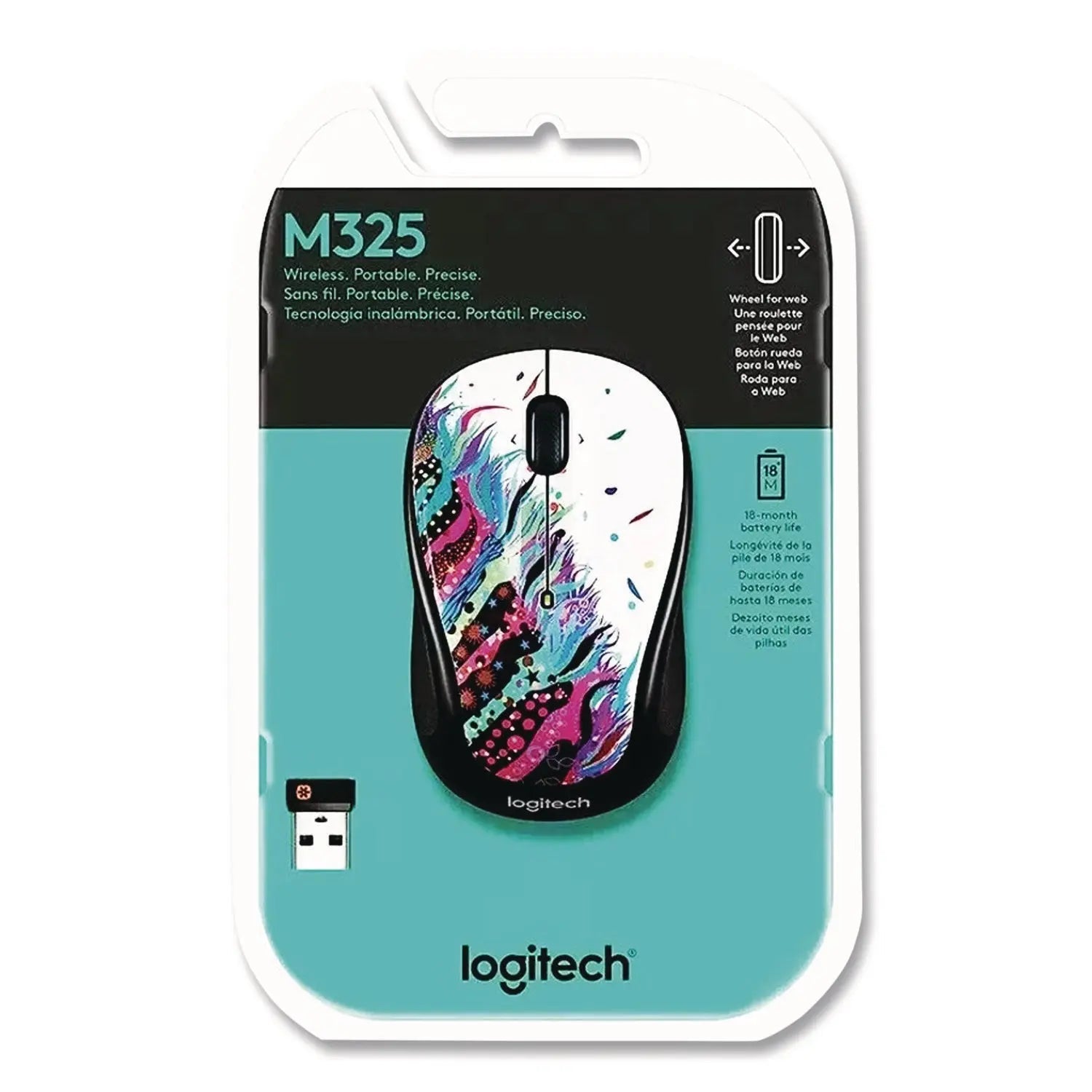 Logitech® M325 Wireless Mouse, 2.4 GHz Frequency/30 ft Wireless Range, Left/Right Hand Use, Celebrate - Bloom Skins