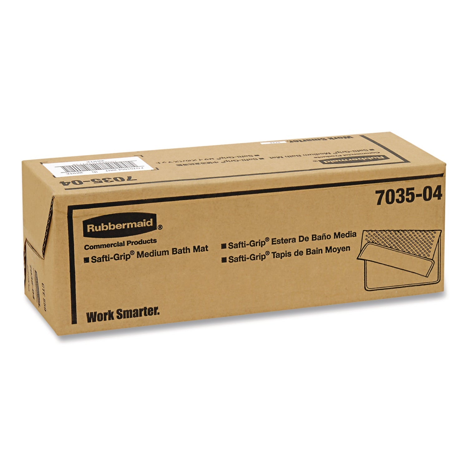 Rubbermaid® Commercial Safti-Grip Latex-Free Vinyl Bath Mat, 14 x 22.5, White, 4/Carton