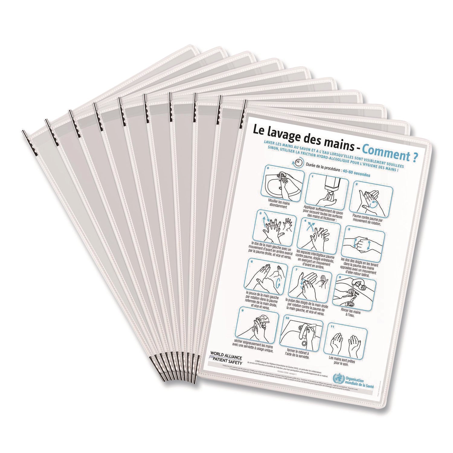 djois® by Tarifold Antimicrobial Pivoting Pockets, 1 Section, White, 10/Pack - Bloom Skins