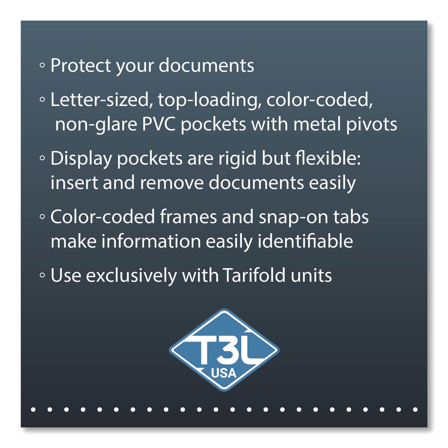 djois® by Tarifold Antimicrobial Pivoting Pockets, 1 Section, Black, 10/Pack - Bloom Skins