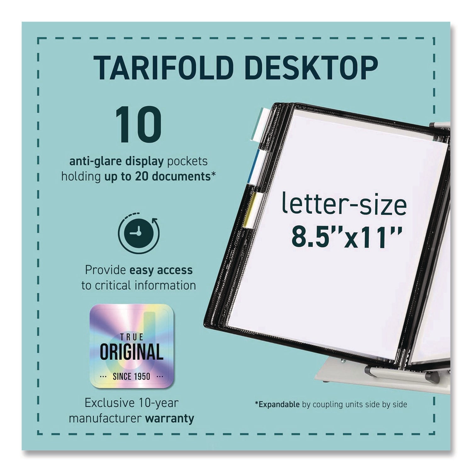 djois® by Tarifold Desktop Reference System, 10 Panels with Black Borders, White Base - Bloom Skins