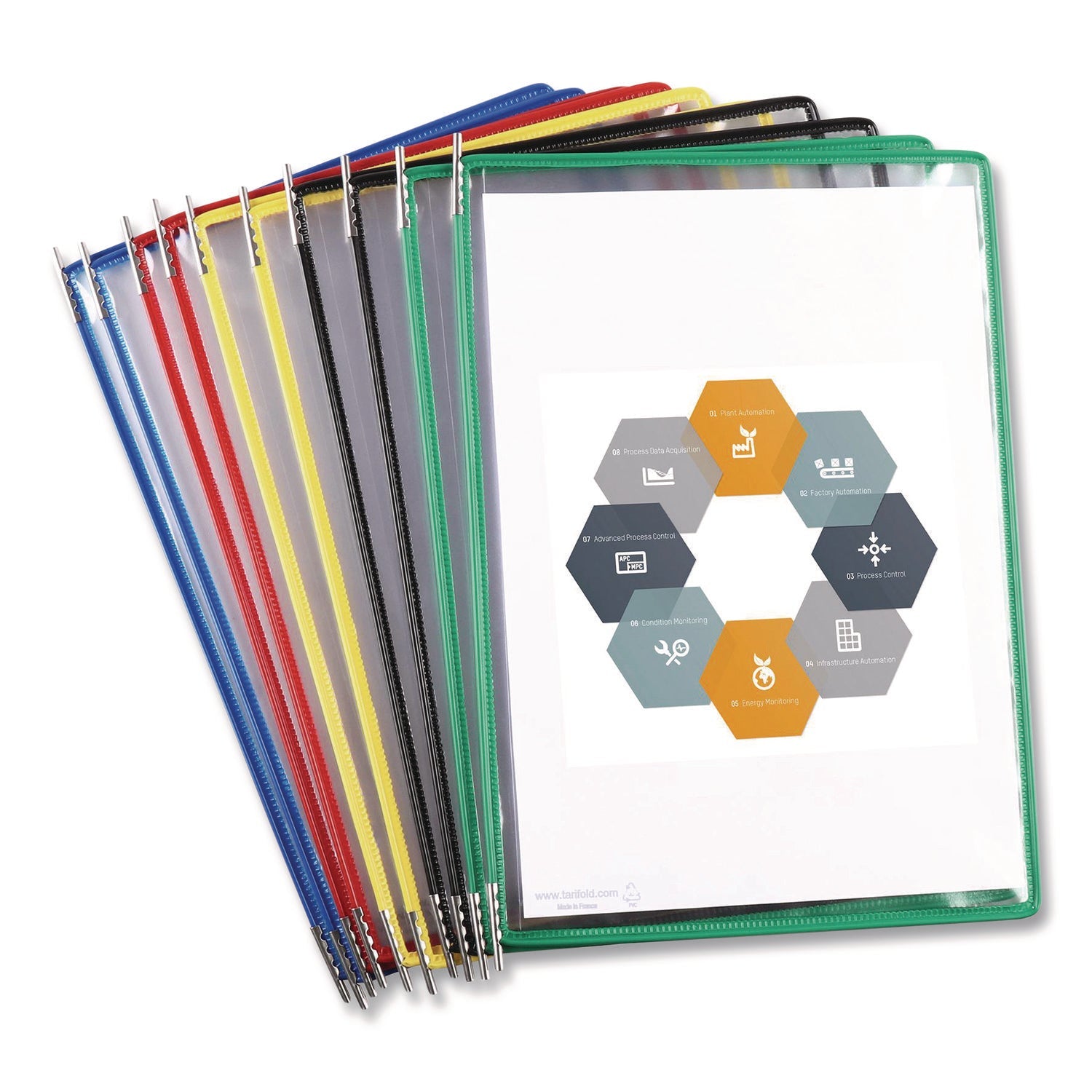 djois® by Tarifold Desktop Reference and Display System, 40 Panels with Assorted Borders, White Base - Bloom Skins