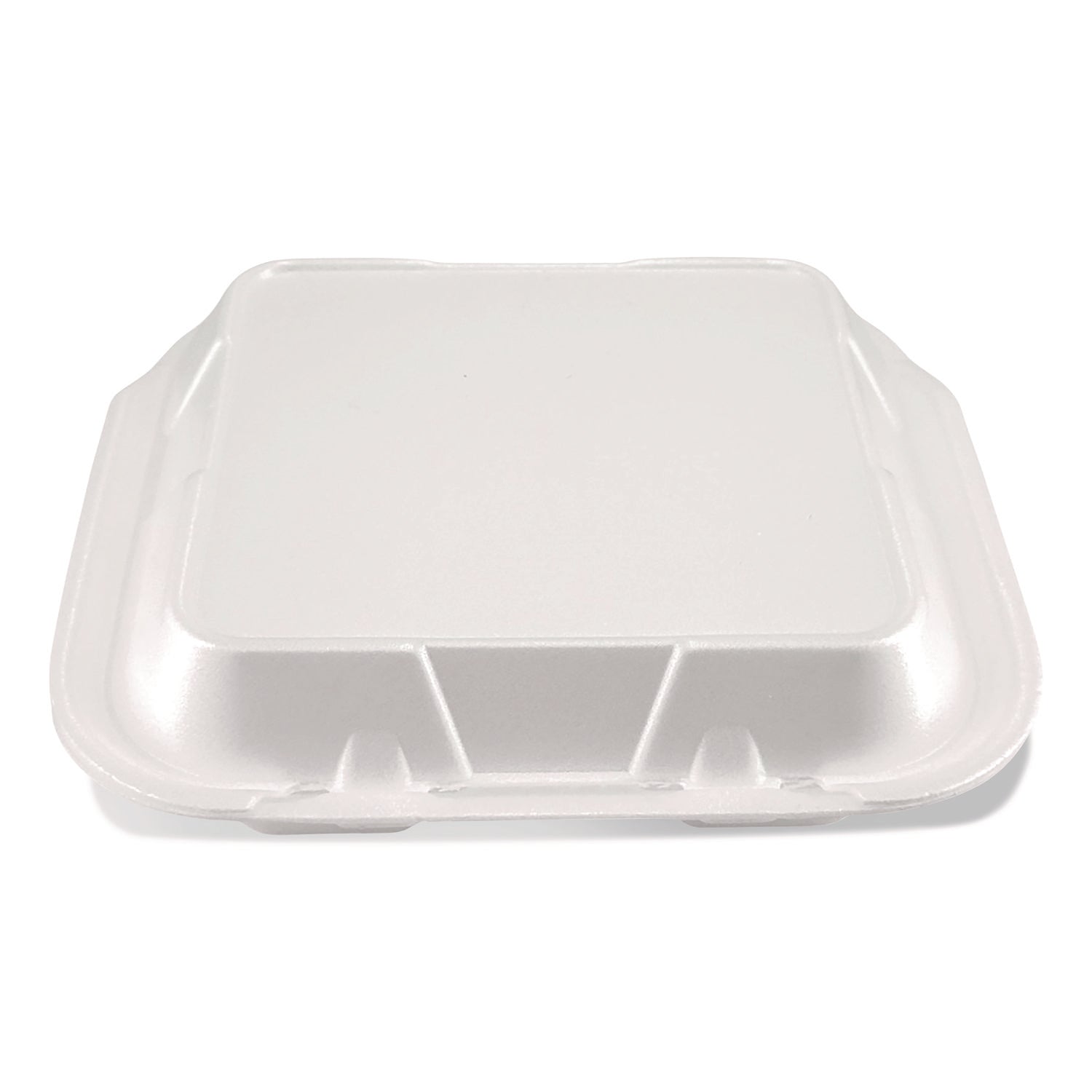 Plastifar Foam Hinged Lid Containers, 9 x 10 x 3, White, Foam, 200/Carton
