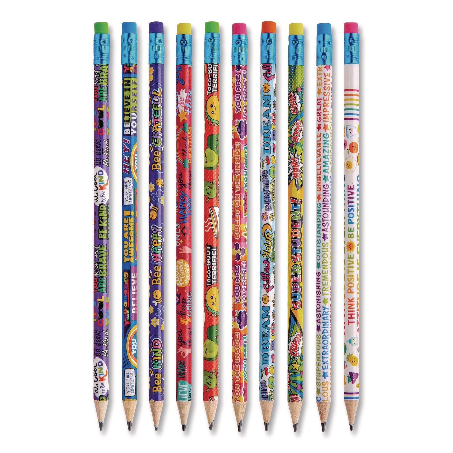 Cra-Z-Art® Pencils Motivational Classpack, #2 Black Lead, Assorted Barrels, 10 Designs, 250 Pencils/Set