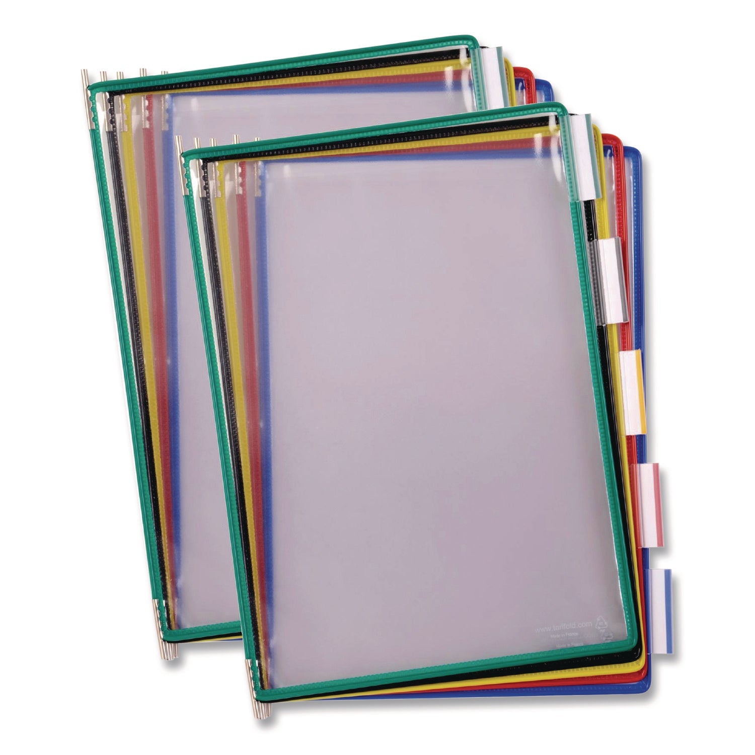 djois® by Tarifold Antimicrobial Desktop Reference and Display System, 10 Panels with Assorted Borders, White Base - Bloom Skins