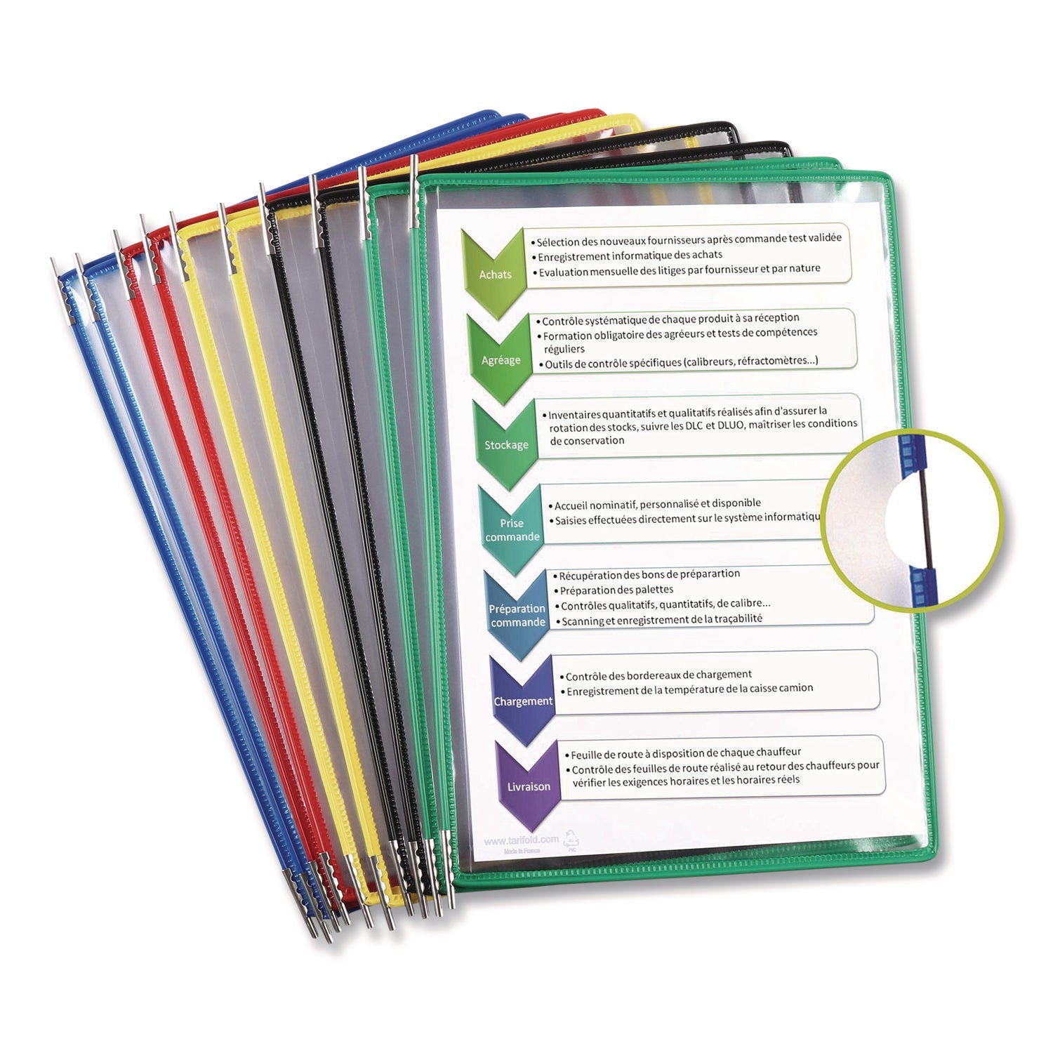 djois® by Tarifold Antimicrobial Desktop Reference and Display System, 10 Panels with Assorted Borders, White Base - Bloom Skins