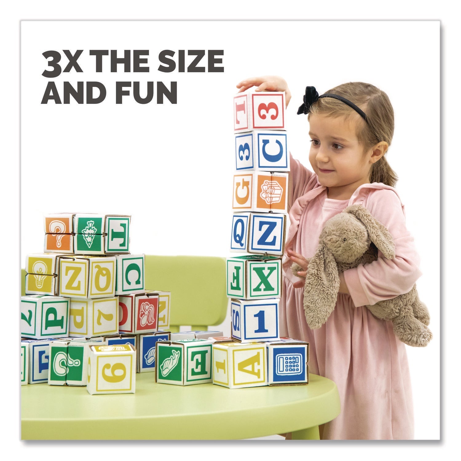 Bankers Box® At Play 123 ABC Learning Blocks, Corrugated Board, Assorted, 50/Pack - Bloom Skins