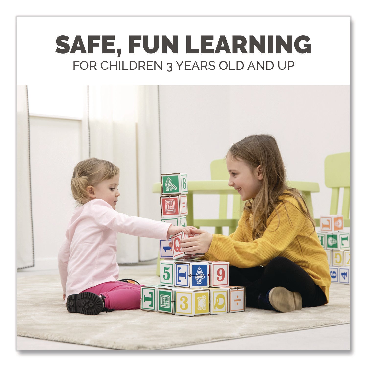 Bankers Box® At Play 123 ABC Learning Blocks, Corrugated Board, Assorted, 50/Pack - Bloom Skins