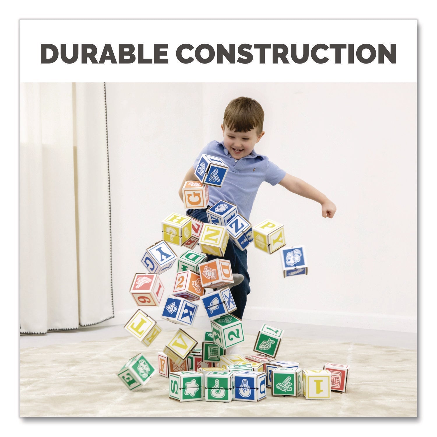 Bankers Box® At Play 123 ABC Learning Blocks, Corrugated Board, Assorted, 50/Pack - Bloom Skins