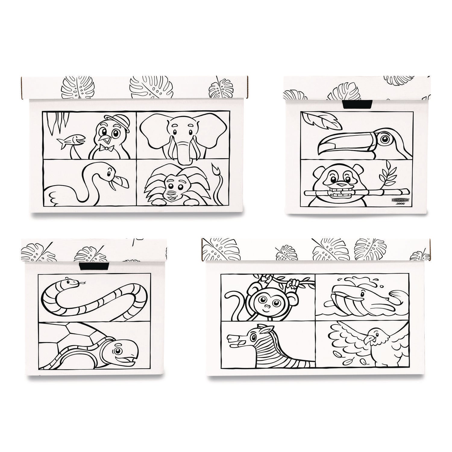 Bankers Box® At Play Color in Toy Box, Animal Design, 1 Section, 5.25 Cu Ft, 28" x 18" x 18", White/Black