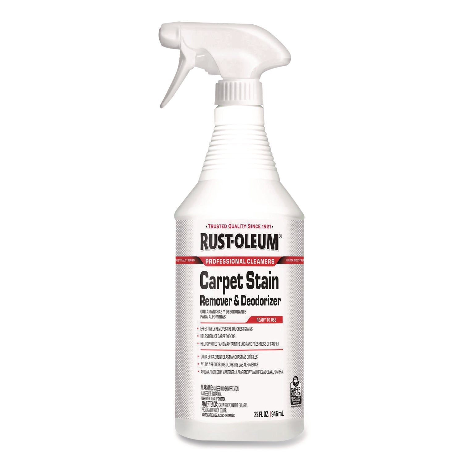 Rust-Oleum® Carpet Stain Remover Plus Deodorizer, Lemon Scent, 32 oz Spray Bottle, 6/Carton - Bloom Skins