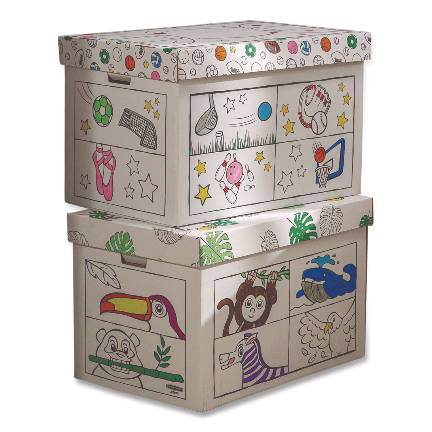 Bankers Box® At Play Color in Toy Box, Sports Design, 1 Section, 5.25 cu ft, 28" x 18" x 18", White/Black