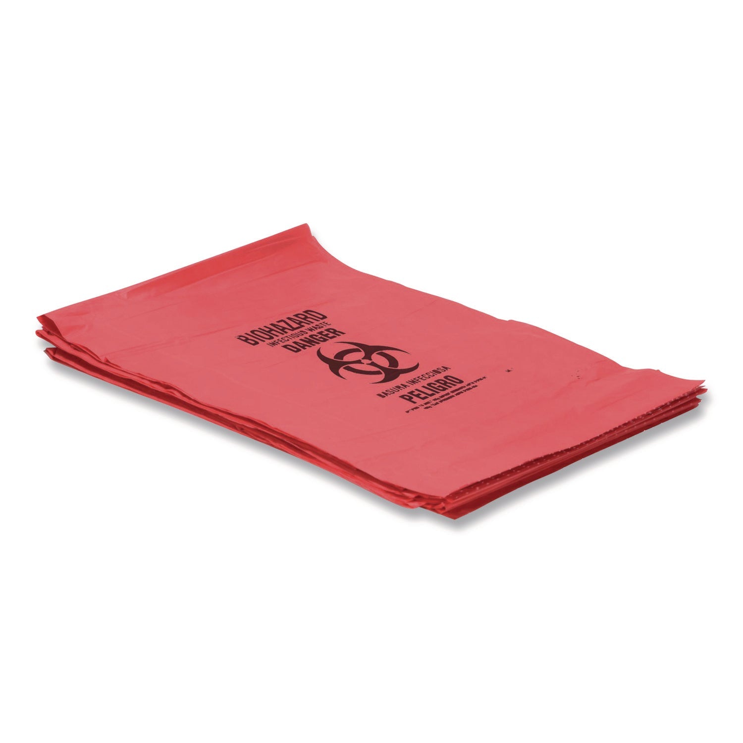 Heritage Healthcare Biohazard Printed Low-Density Can Liners, Biohazard, 45 gal, 1.3 mil, 40 x 46, Red, Flat Pack, 200/Carton