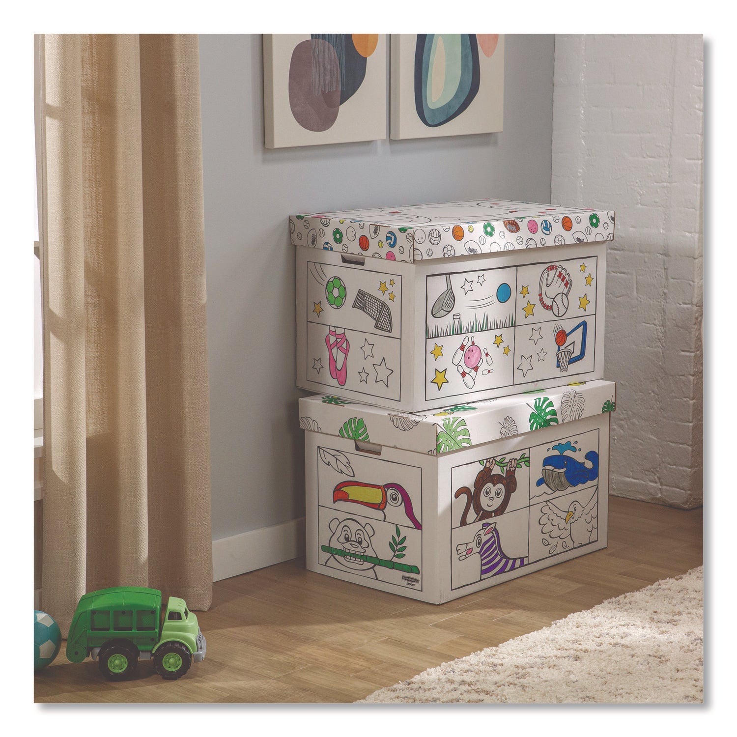 Bankers Box® At Play Color in Toy Box, Animal Design, 1 Section, 5.25 Cu Ft, 28" x 18" x 18", White/Black