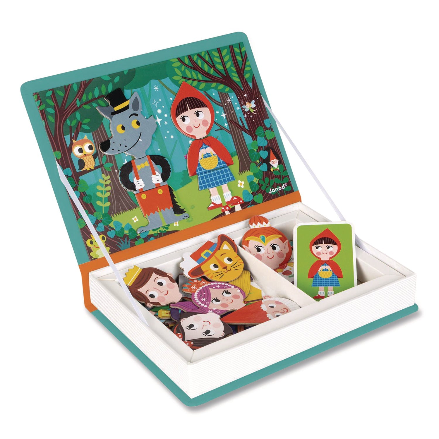 Janod® Magneti'books, Fairy Tales, 40 Pieces (10 Cards, 30 Magnetic Shapes), Ages 3 to 8 - Bloom Skins