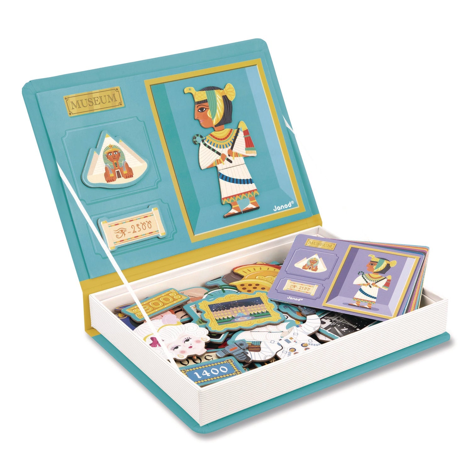Janod® Magneti'books, History, 72 Pieces (12 Cards, 60 Magnetic Shapes), Ages 3 to 8 - Bloom Skins