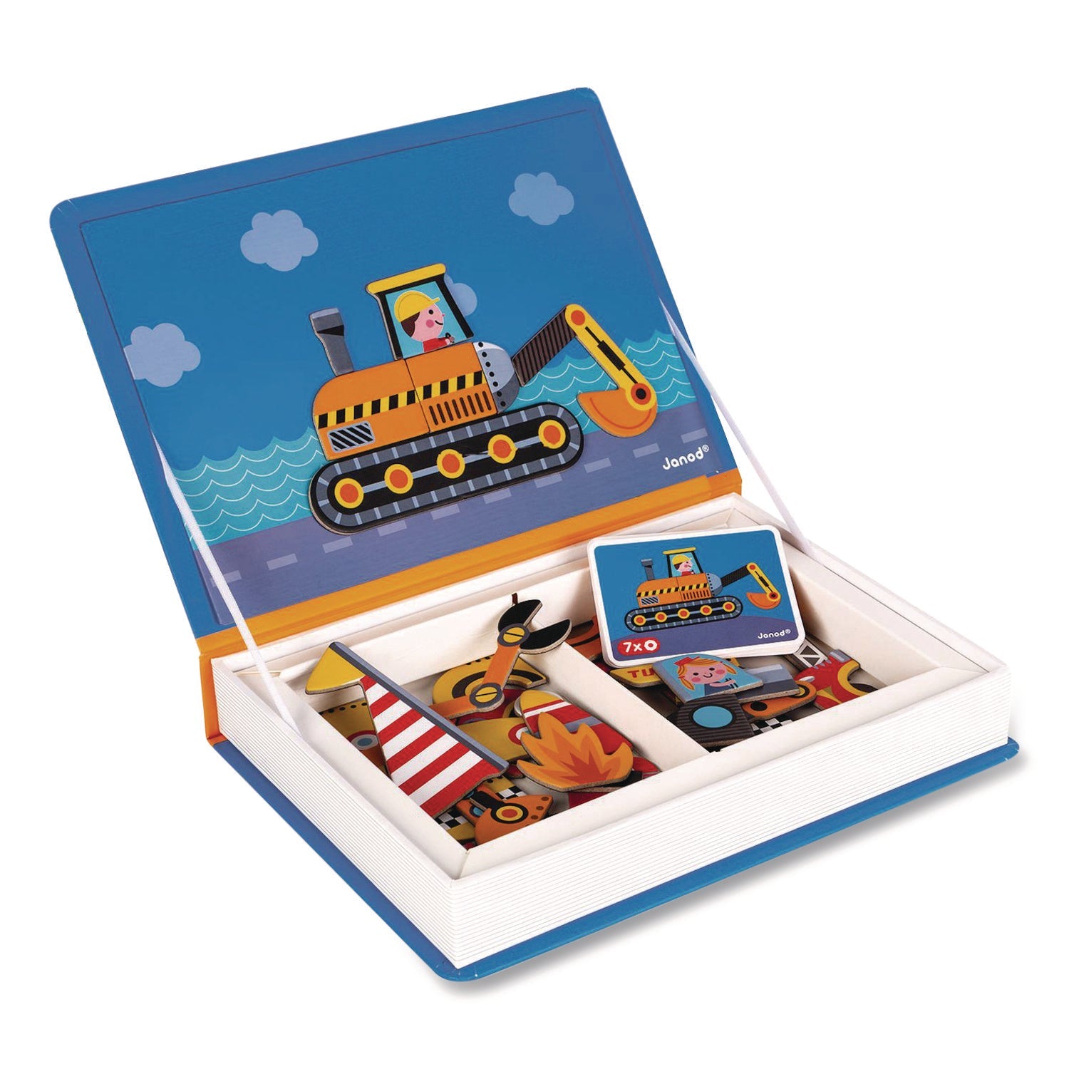 Janod® Magneti'books, Racers, 68 Pieces, (18 Cards, 50 Magnetic Shapes), Ages 3 to 8 - Bloom Skins