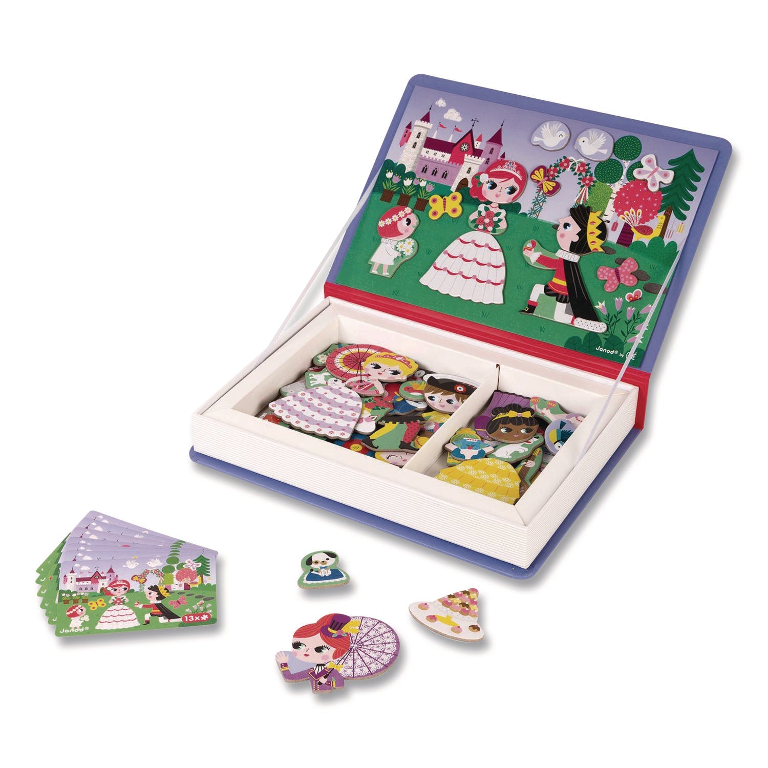 Janod® Magneti'books, Princesses, 62 Pieces (7 Cards, 55 Magnetic Shapes), Ages 3 to 8 - Bloom Skins