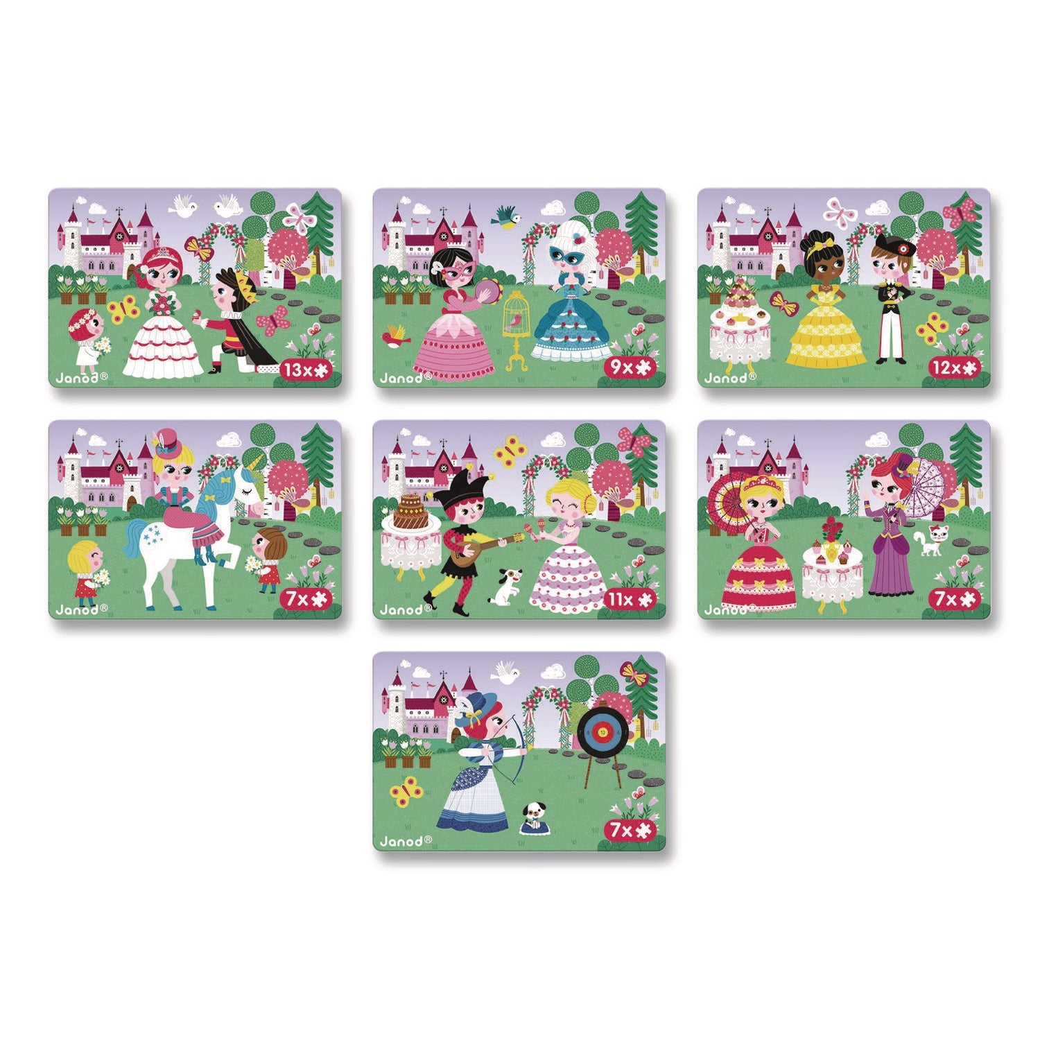 Janod® Magneti'books, Princesses, 62 Pieces (7 Cards, 55 Magnetic Shapes), Ages 3 to 8 - Bloom Skins