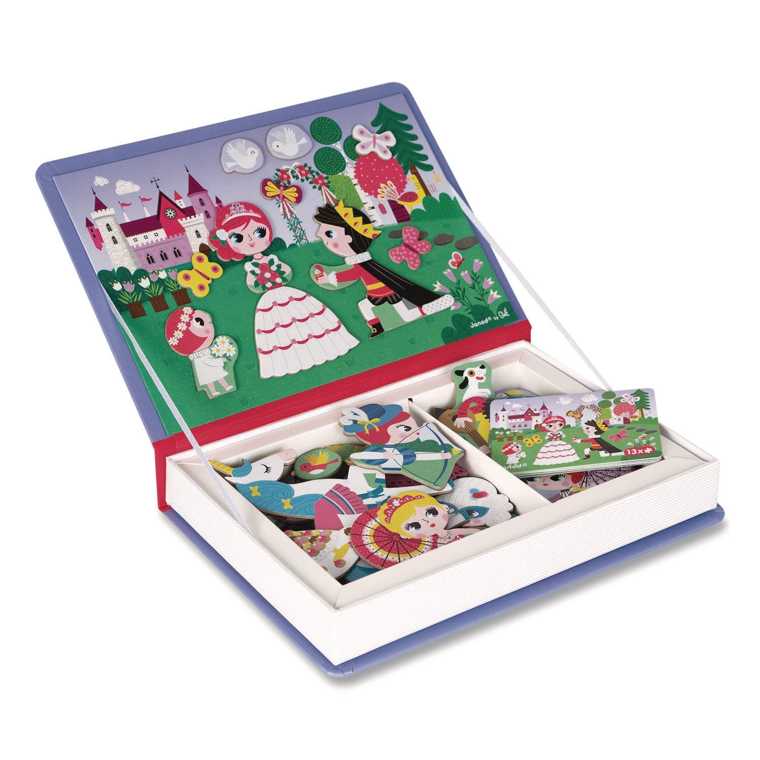 Janod® Magneti'books, Princesses, 62 Pieces (7 Cards, 55 Magnetic Shapes), Ages 3 to 8 - Bloom Skins