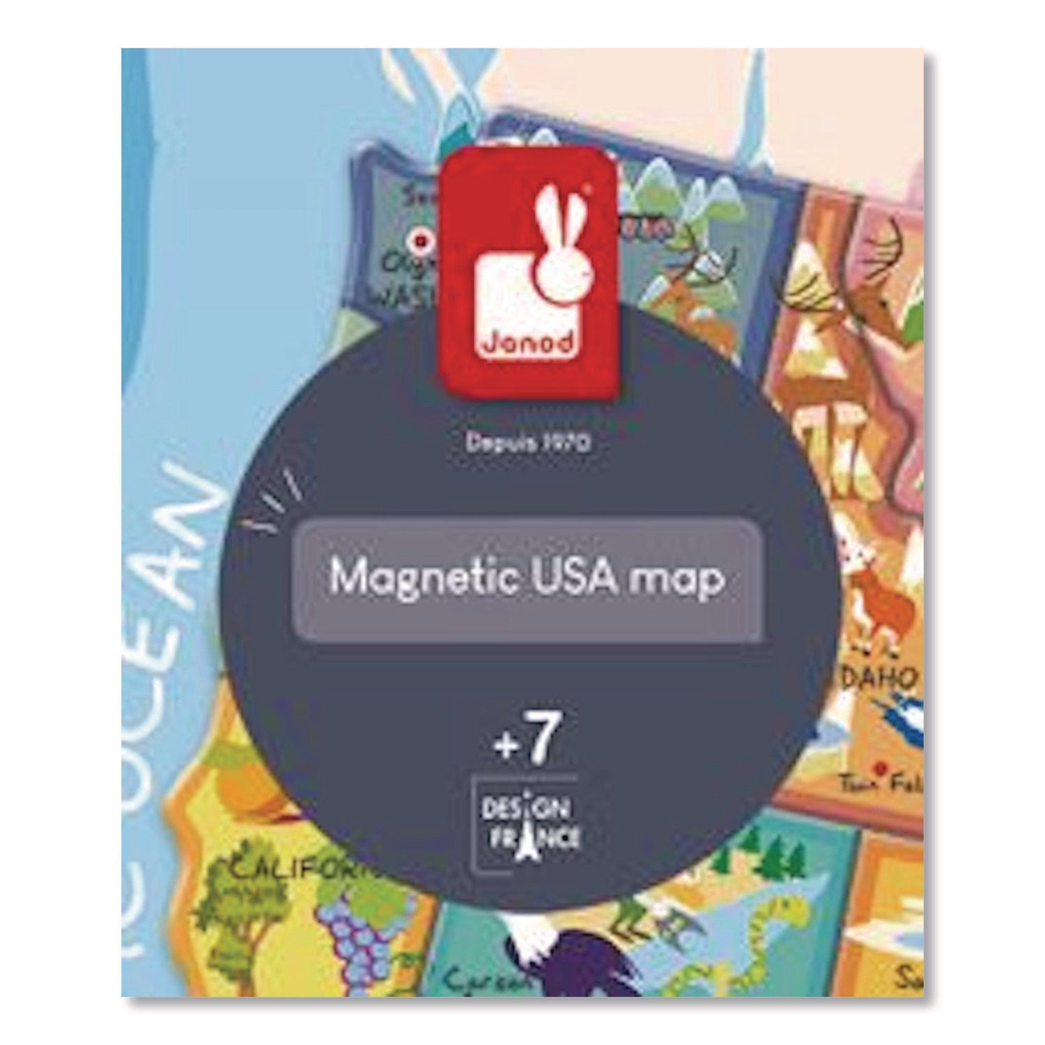 Janod® Cardboard Puzzle, United States Map Puzzle, 48 Pieces, Ages 7 to 12 - Bloom Skins