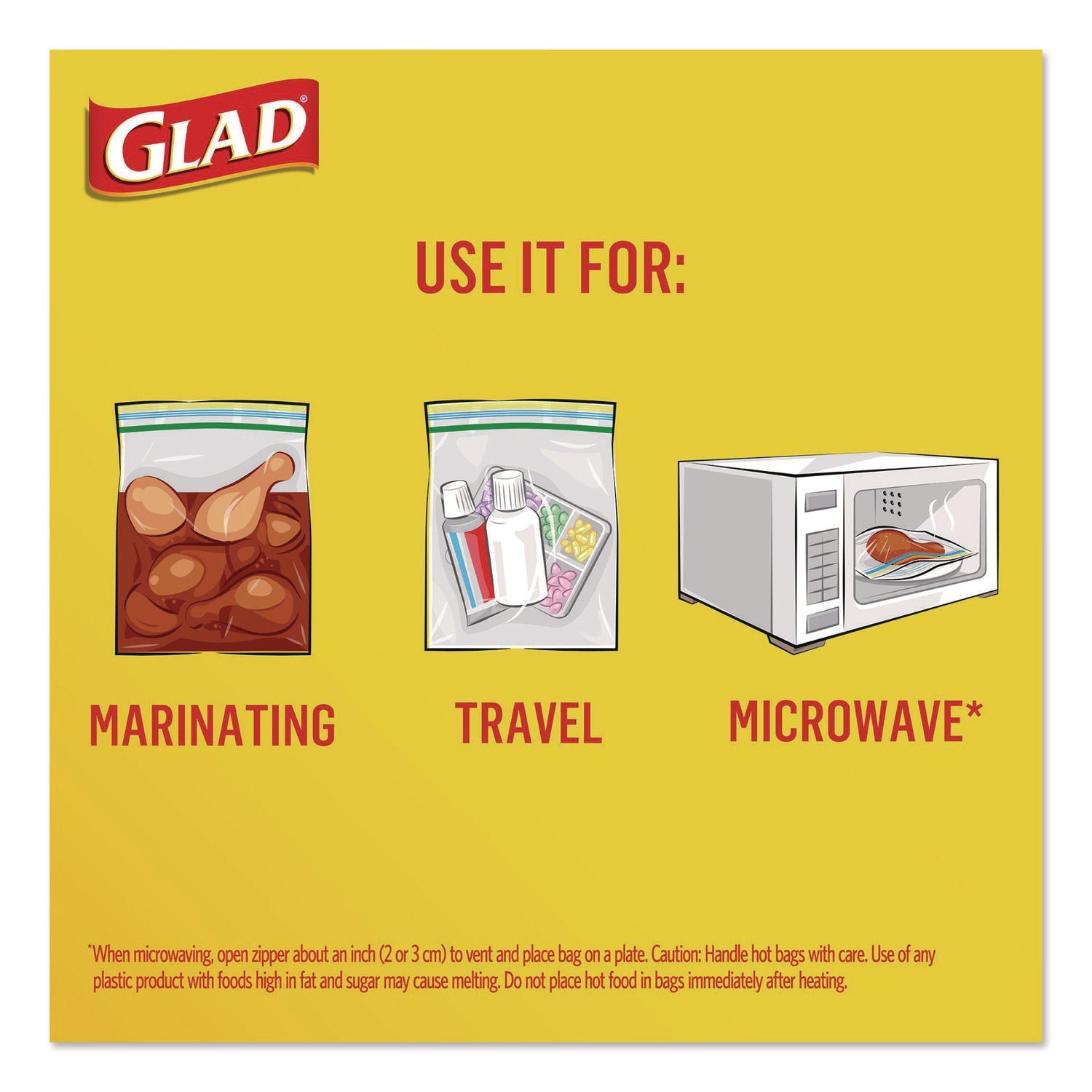 Glad® Zipper Food Storage Plastic Sandwich Bags, 6.63 x 5.88, Clear, 50 Bags/Box