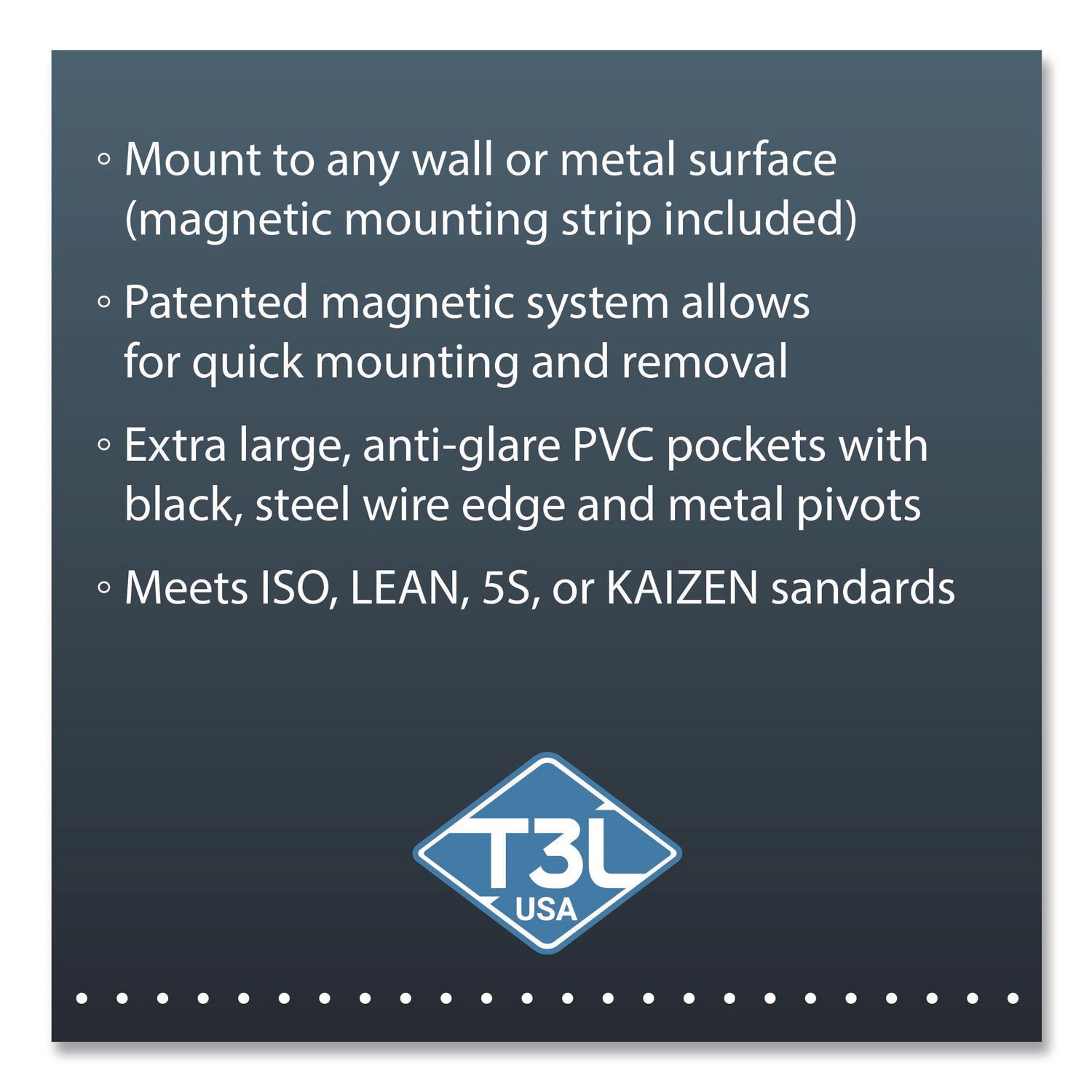 djois® by Tarifold PRO Series Magnetic Wall Reference System, 10 Panels with Black Borders, Black Base - Bloom Skins