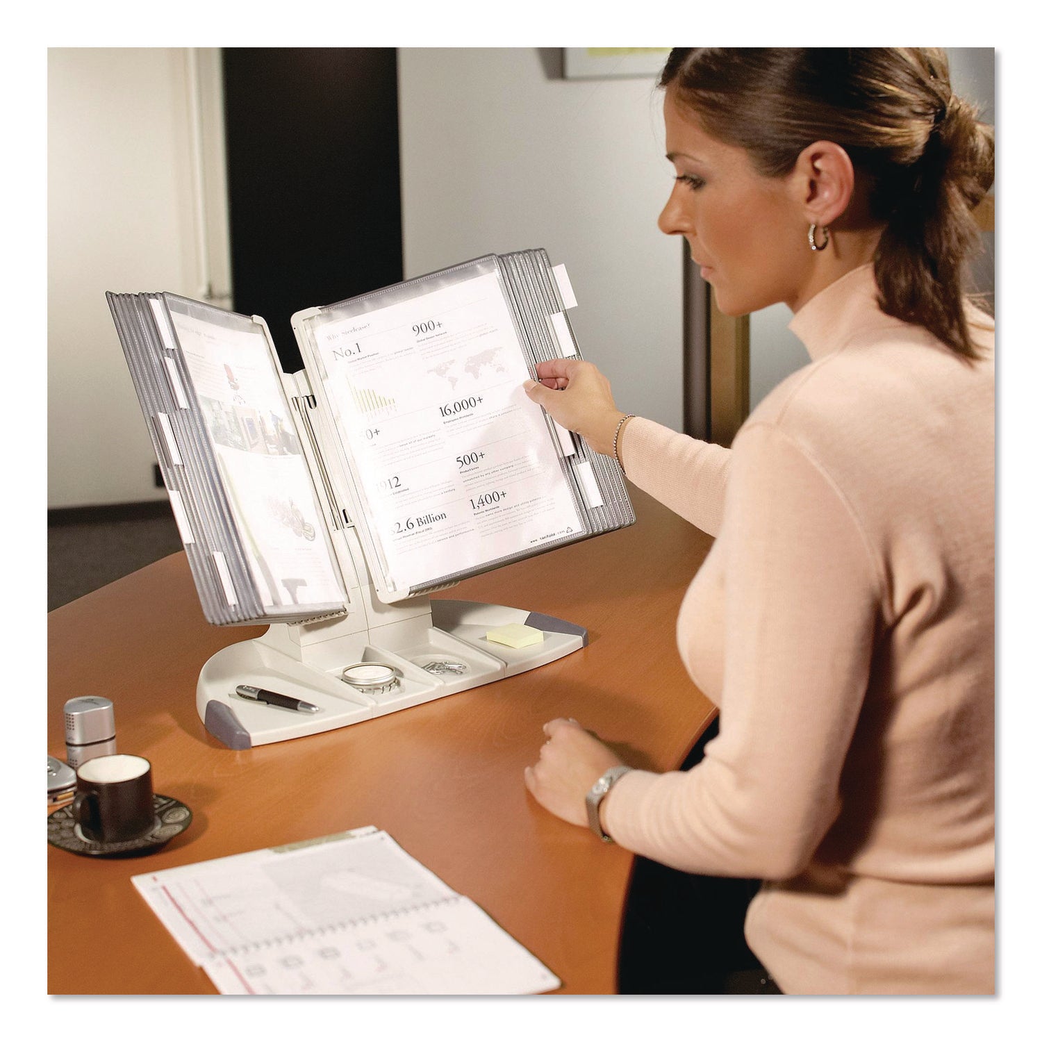 djois® by Tarifold Expansion Set for TD271 Desktop Reference System, 10 Panels with Gray Borders, Gray Base - Bloom Skins